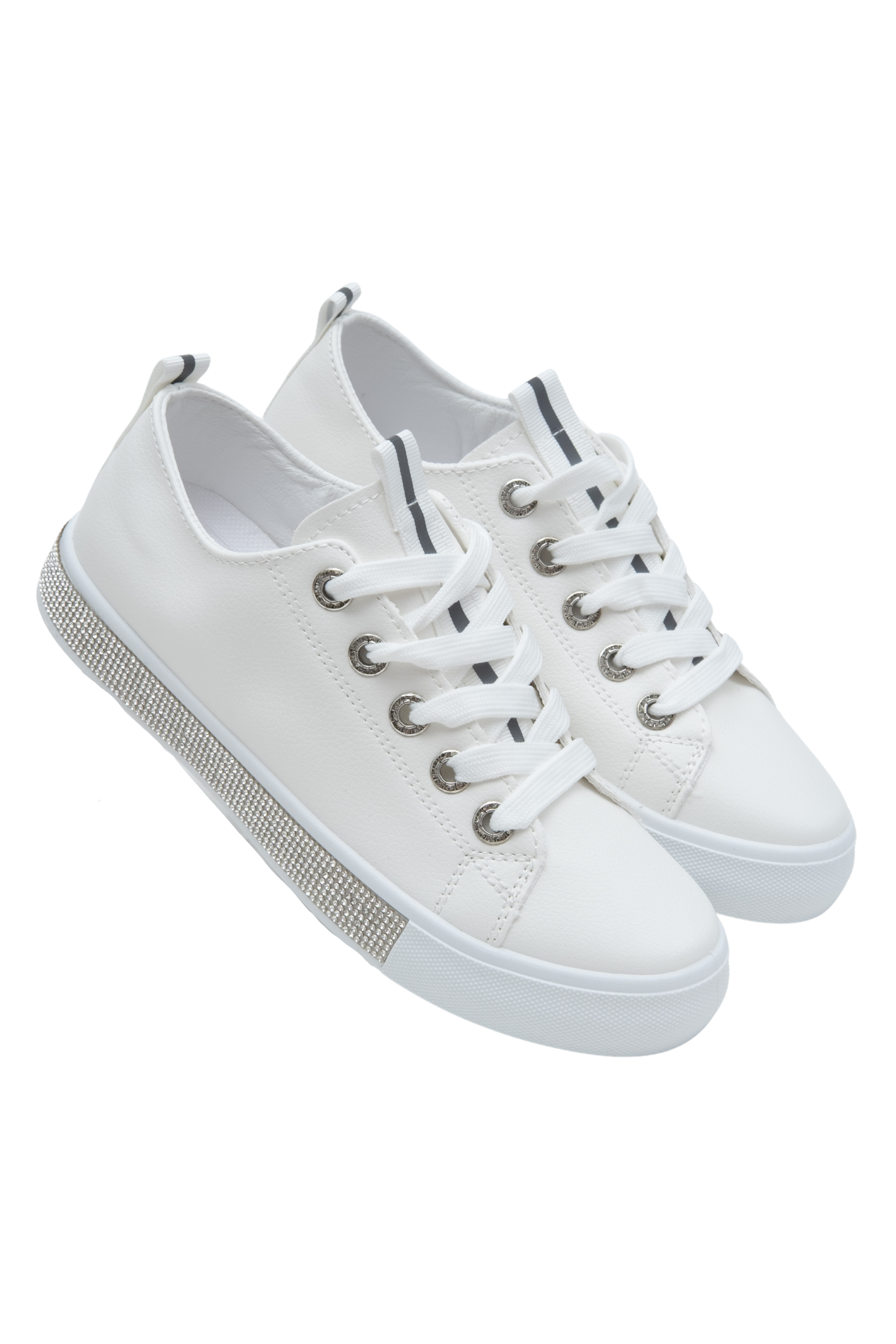 Crystal Deluxe Trim Trainers Silver, featuring removable In-Soles