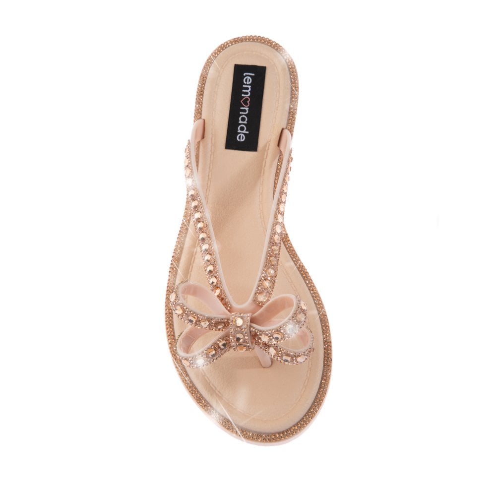 Crystal Glamour Bow Flip Flops Limited Edition Rose Gold, featuring slip-On Style