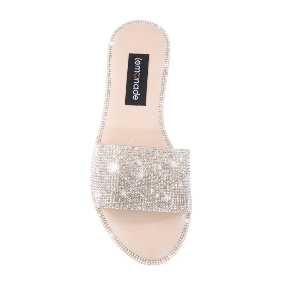 Crystal Cinderella Sliders Nude, featuring upper: PVC