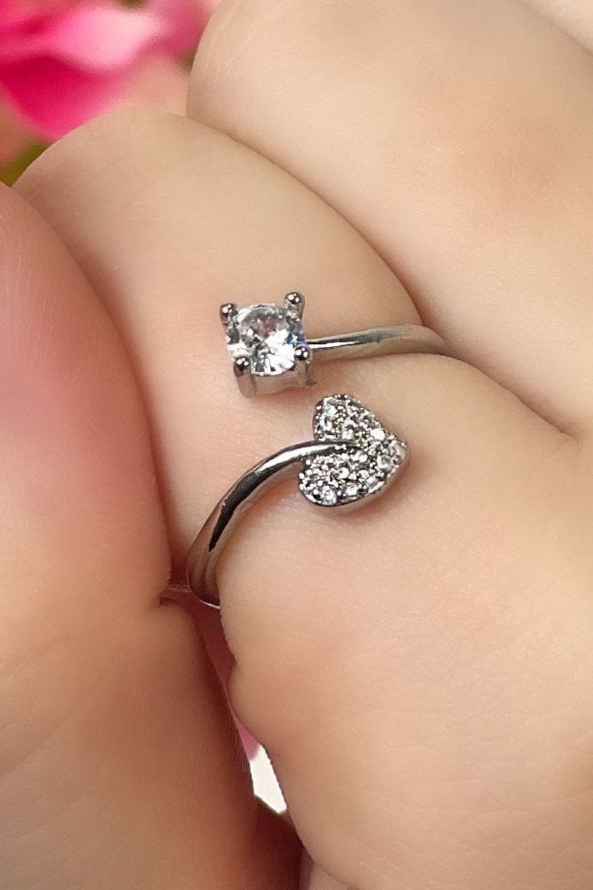 Crystal Love Struck Ring Silver, featuring adjustable