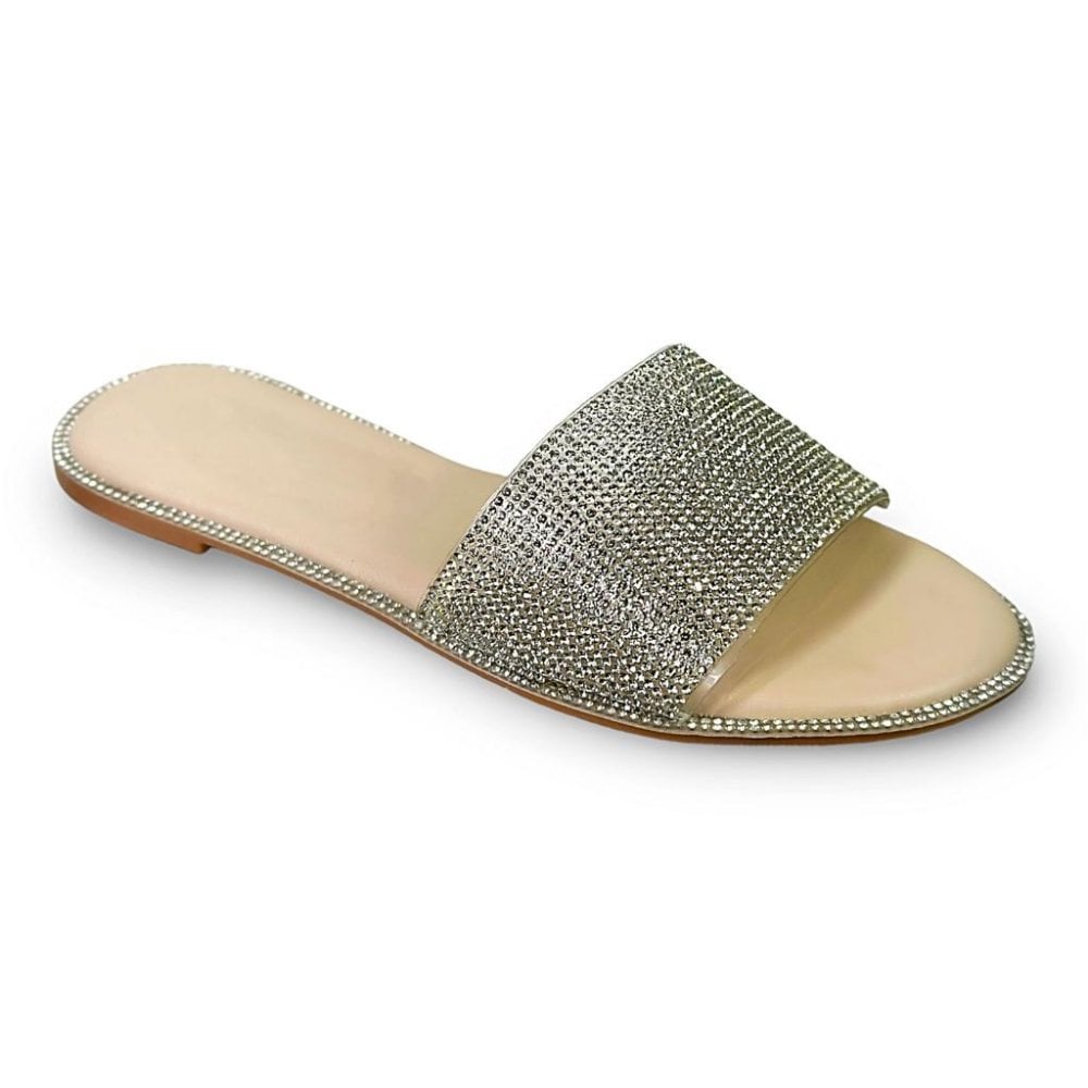 Crystal Cinderella Sliders Nude, showing padded Sole