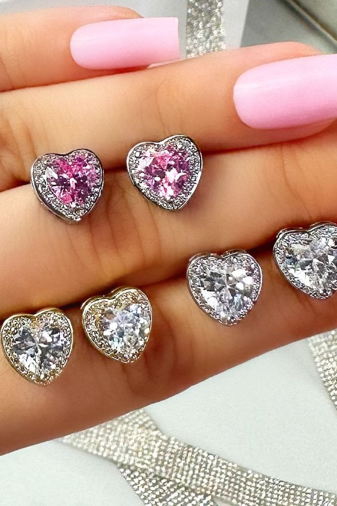 Crystal Hearts Desire Stud Earrings, bringing attention to heart Design
