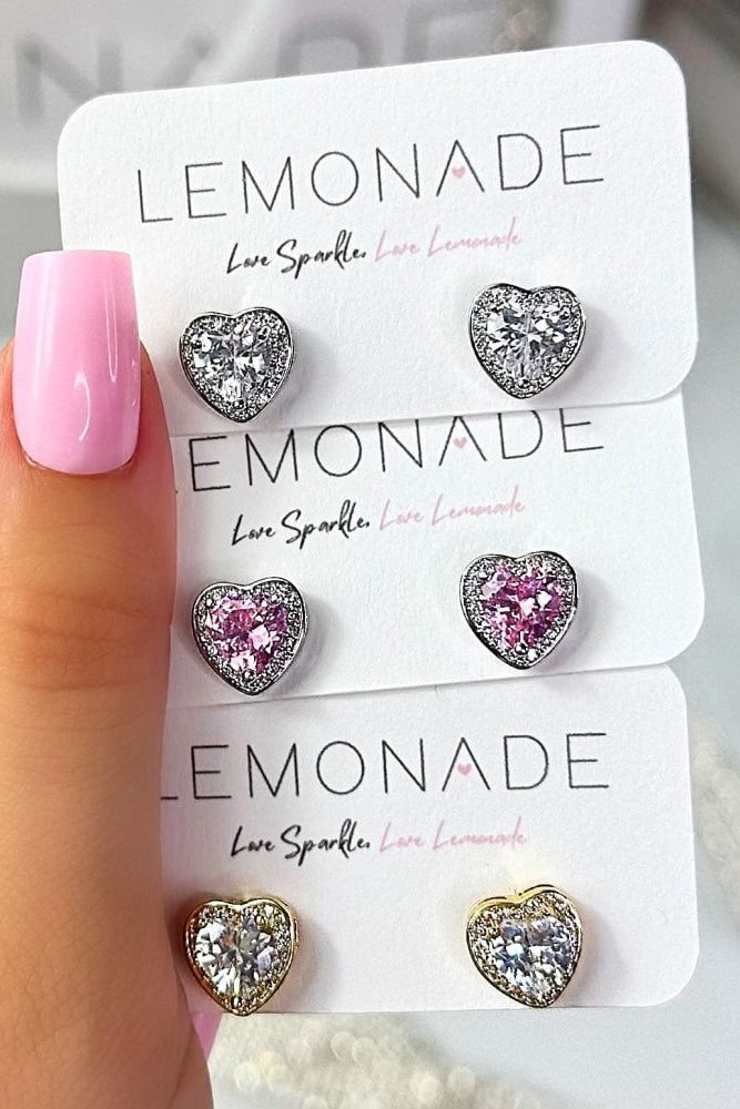 Crystal Hearts Desire Stud Earrings designed with crystal Embellished