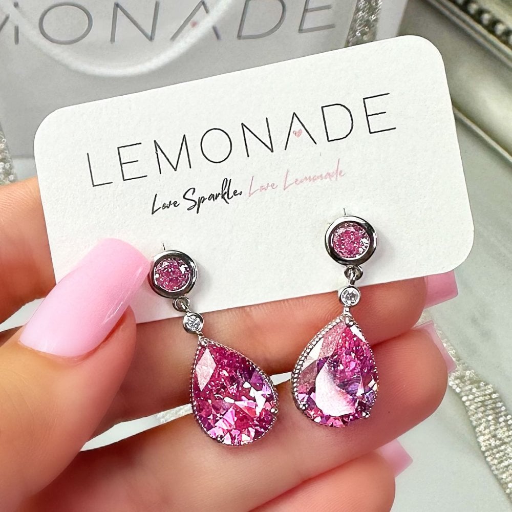 Crystal Aurora Earrings Pink, shown from another angle