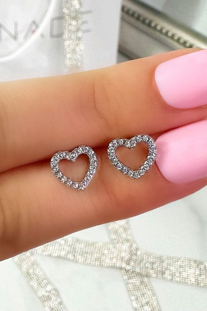 Crystal Delight Heart Stud Earrings 925 Sterling Silver featuring sterling Silver