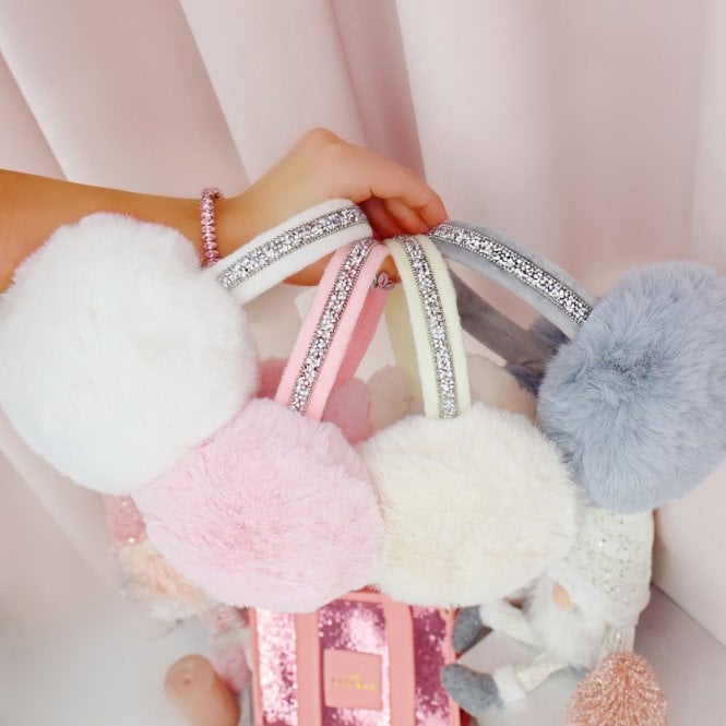Sparkly Crystal Fluffy Faux Fur Ear Muffs Set of 3 Gift Set Bundle. Stunning fluffy faux fur