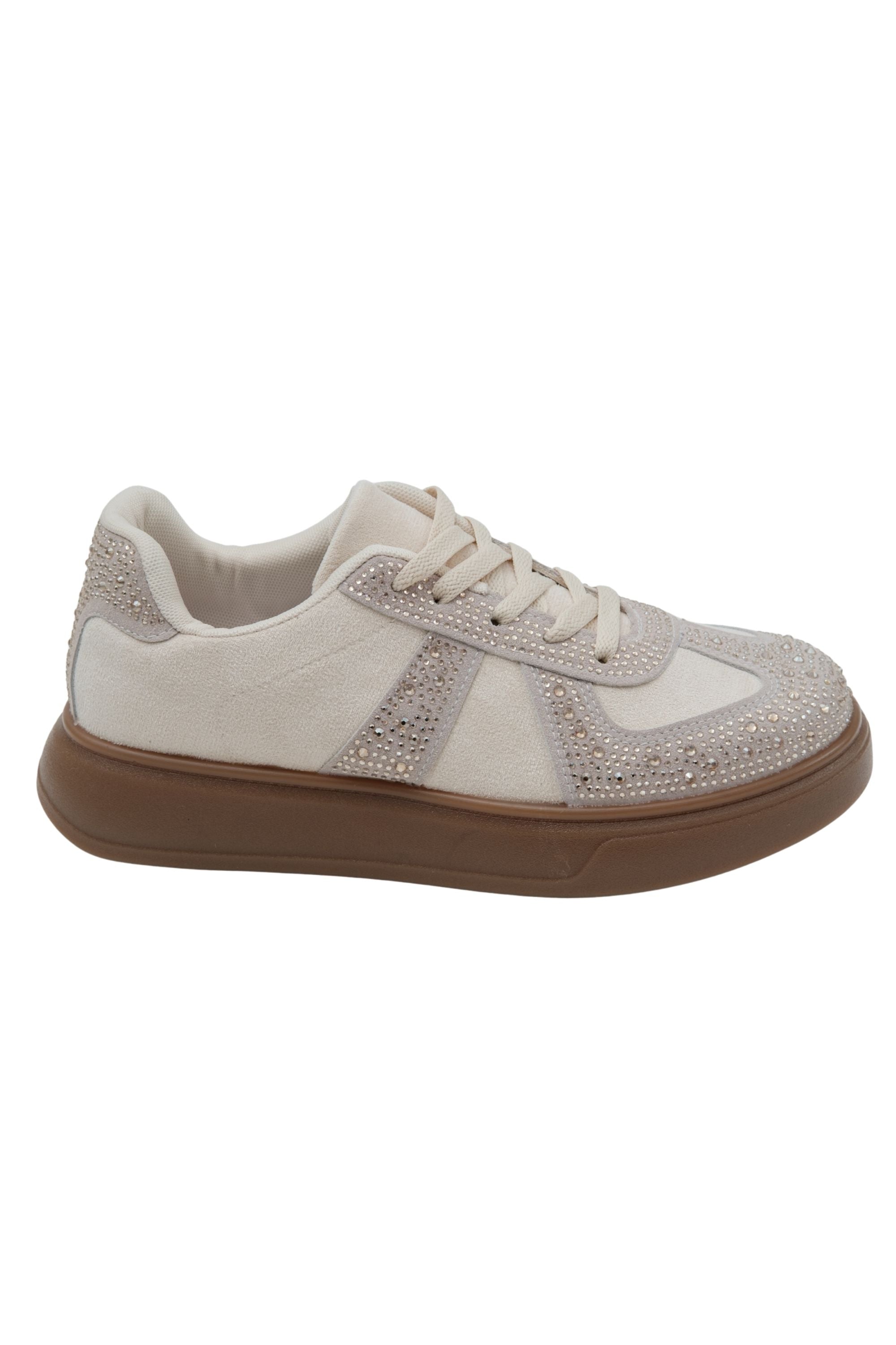 Crystal Sprinkle Dash Trainers Nude, showcasing chunky rubber sole