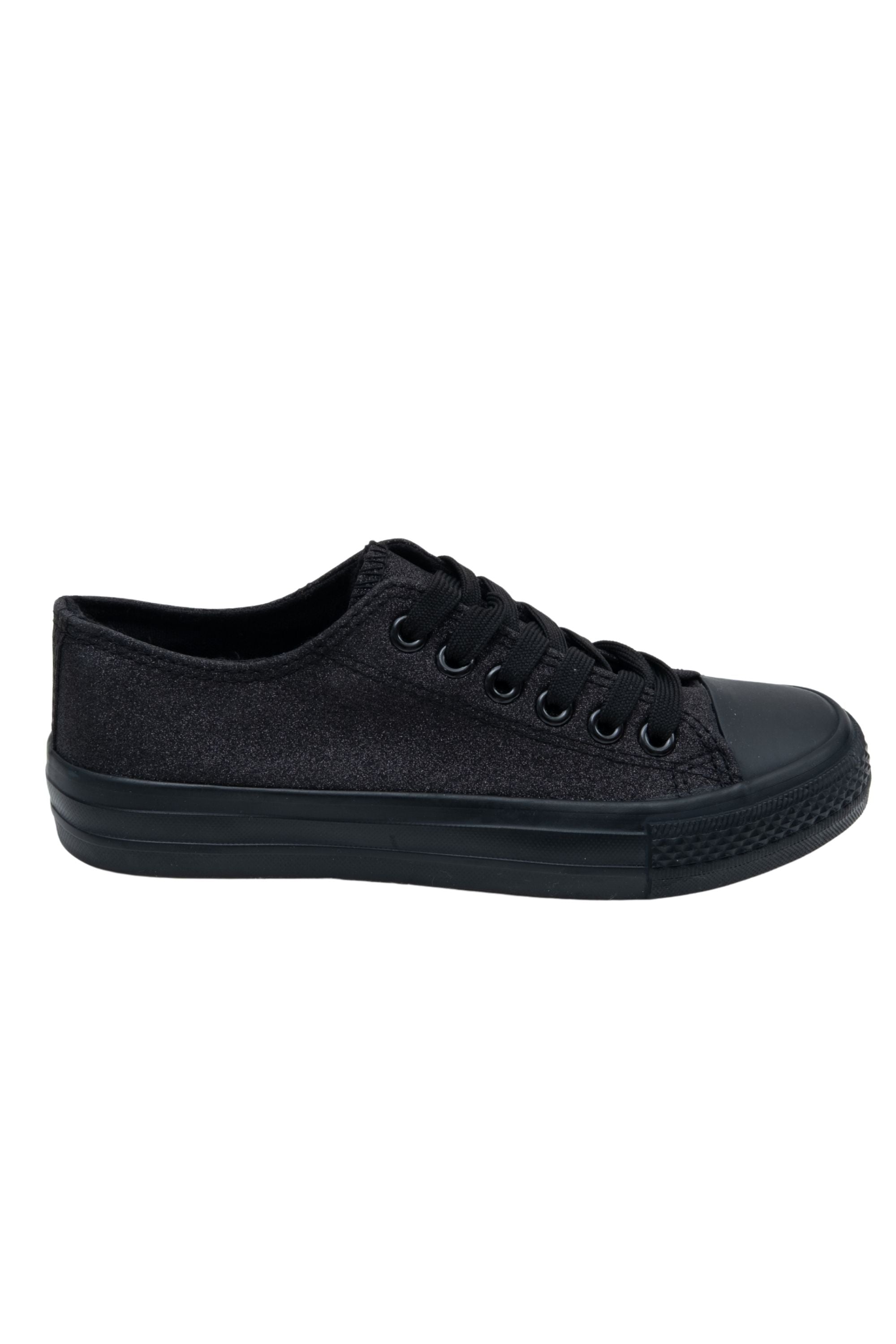 Sparkly Glitter Canvas Trainers Black, with emphasis on glittery canvas upper