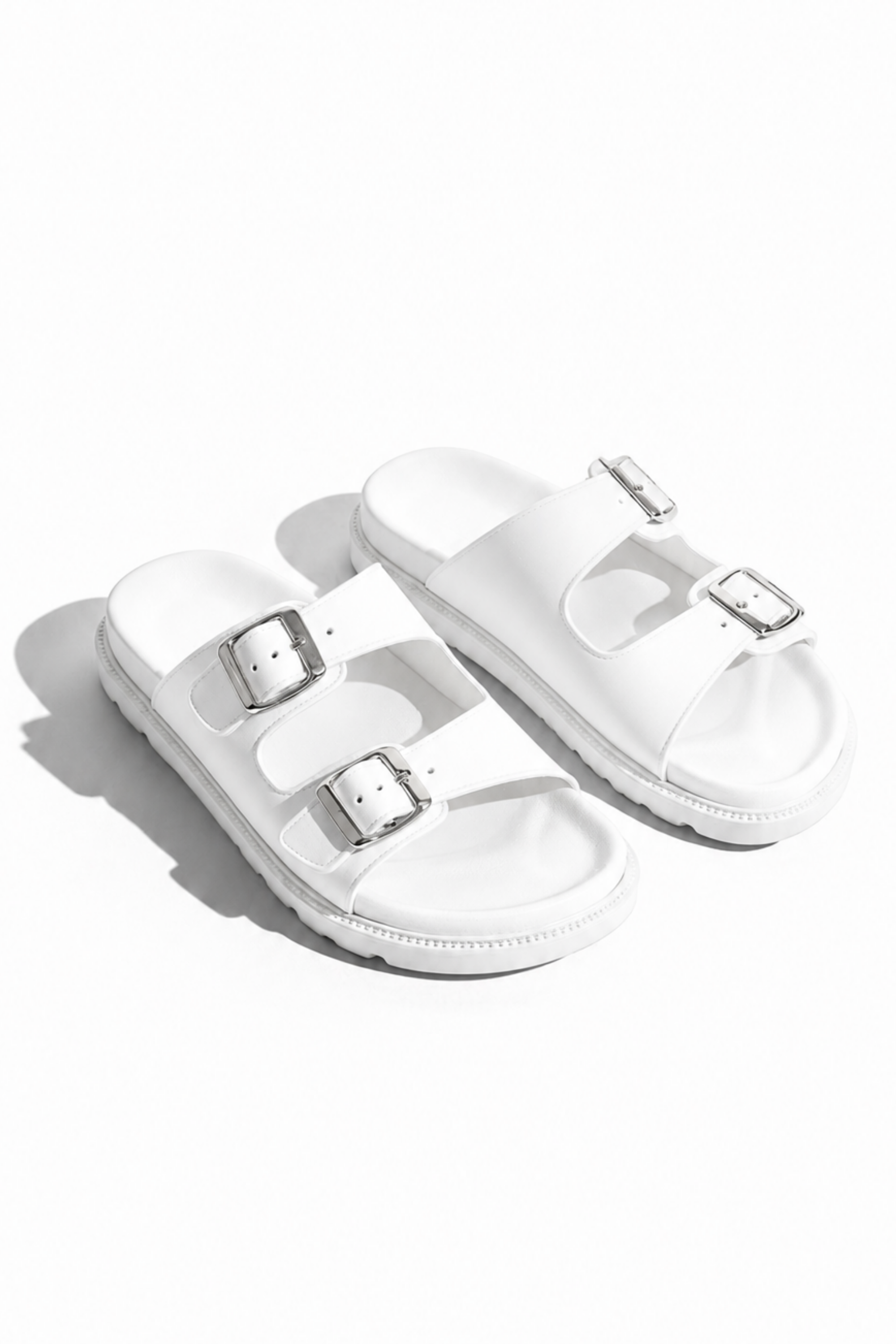 Comfort Everyday Off-Duty Buckle Sliders White