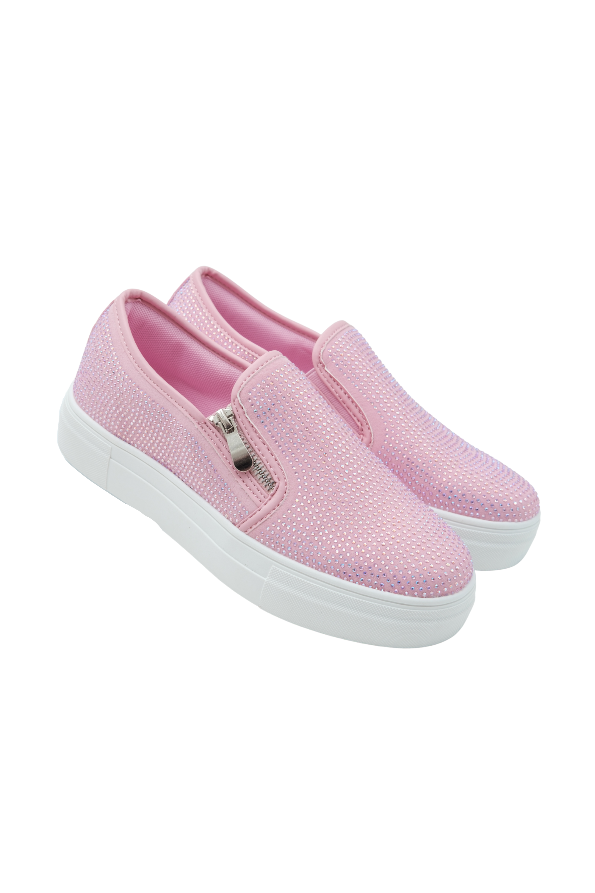 Crystal Deluxe Zip Pumps Limited Edition Trainers Pink, with a closer look at the design details