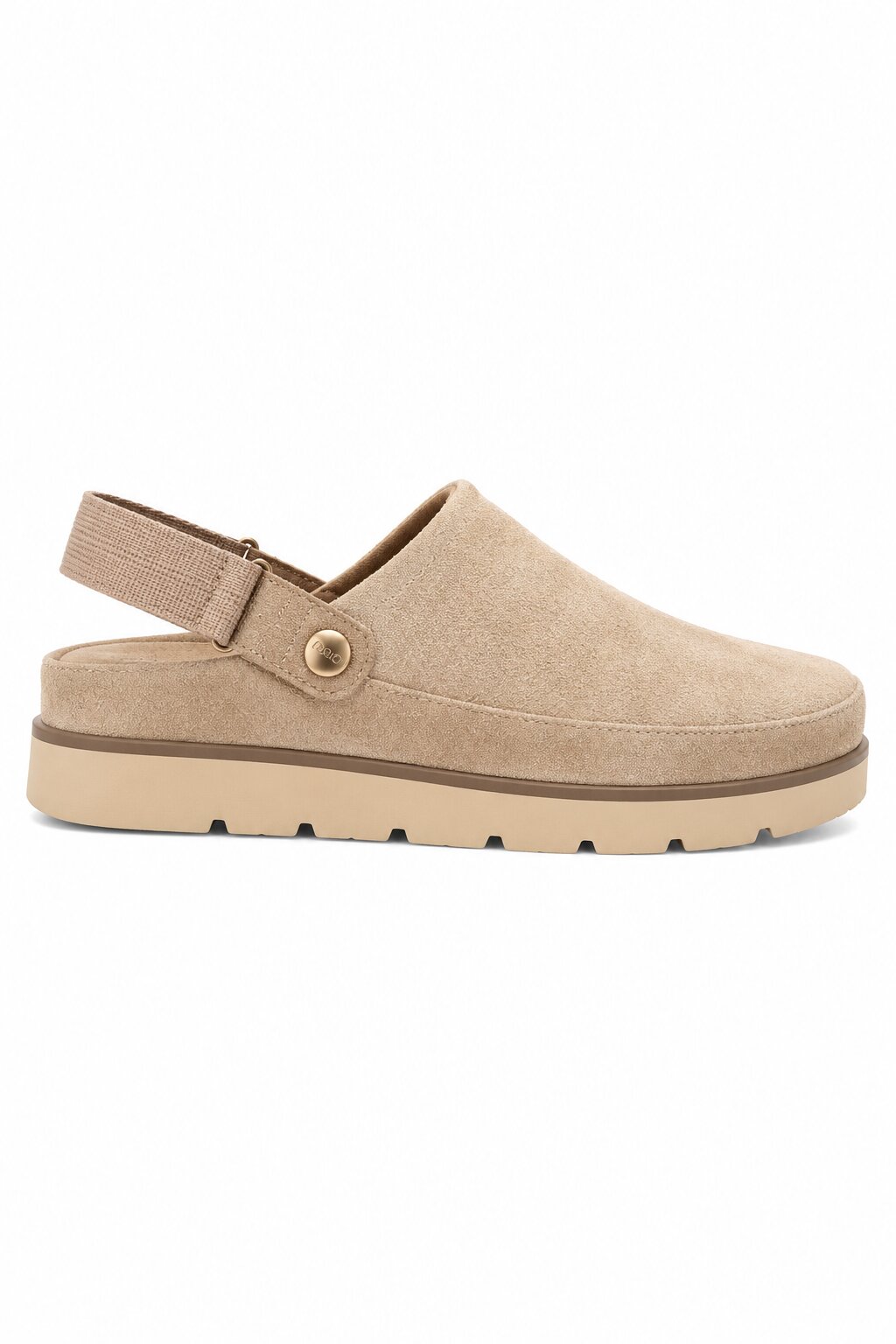 Avery Faux Suede Closed Toe Adjustable Strap Chunky Sliders Nude