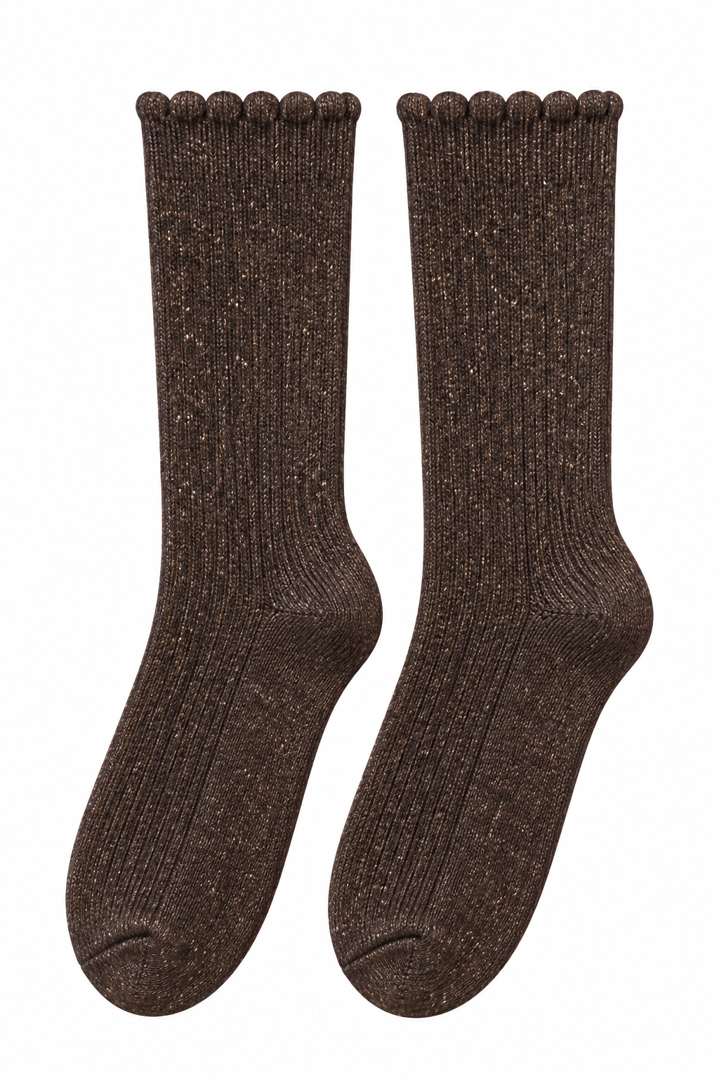 Sparkly Glitter Cotton Soft Socks Brown