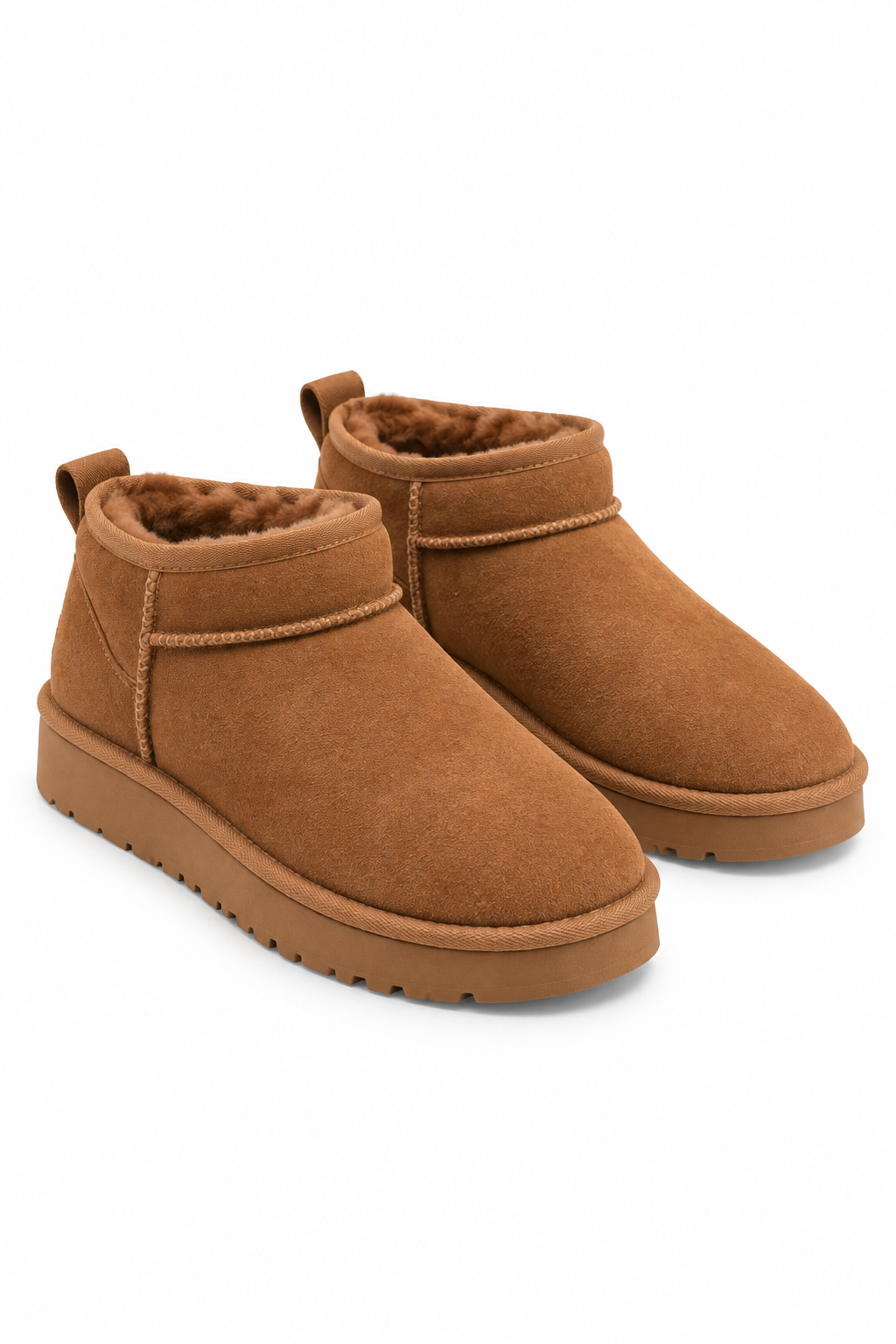 Aspen Comfort Faux Suede Fur Lined Snugg Micro Boots Camel