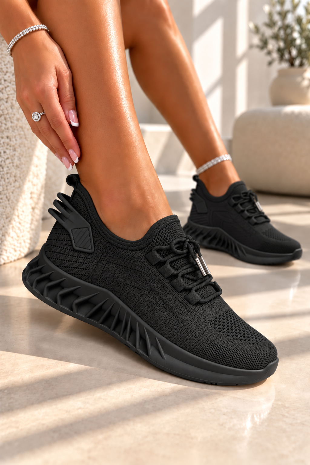 Zaya Lightweight Mesh Athleisure Trainers Black