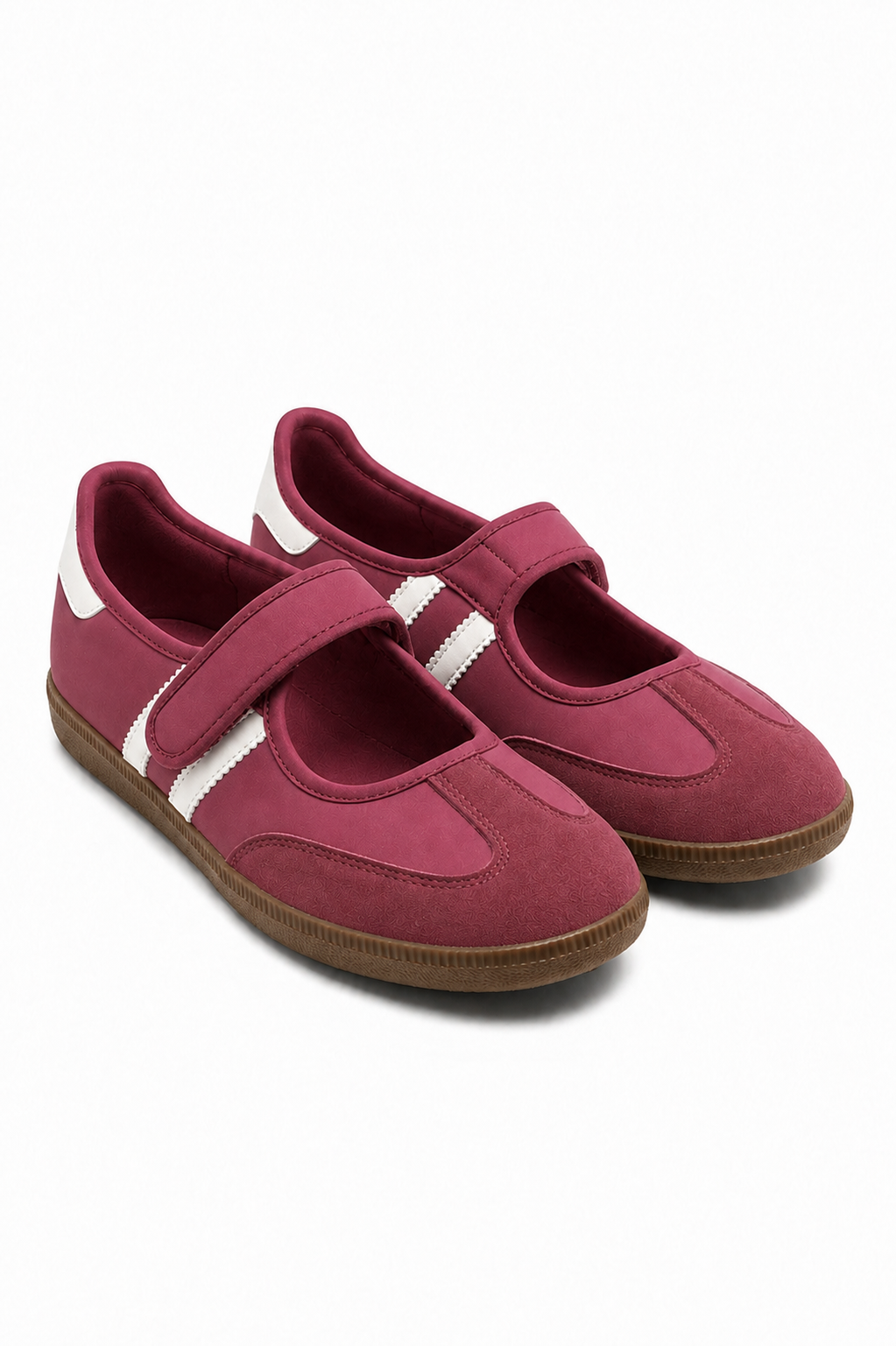 Comfort Mary Jane Padded Footbed Slip On Trainers Burgundy