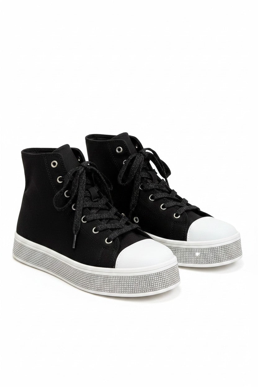 Crystal Canvas High Top Trainers Black