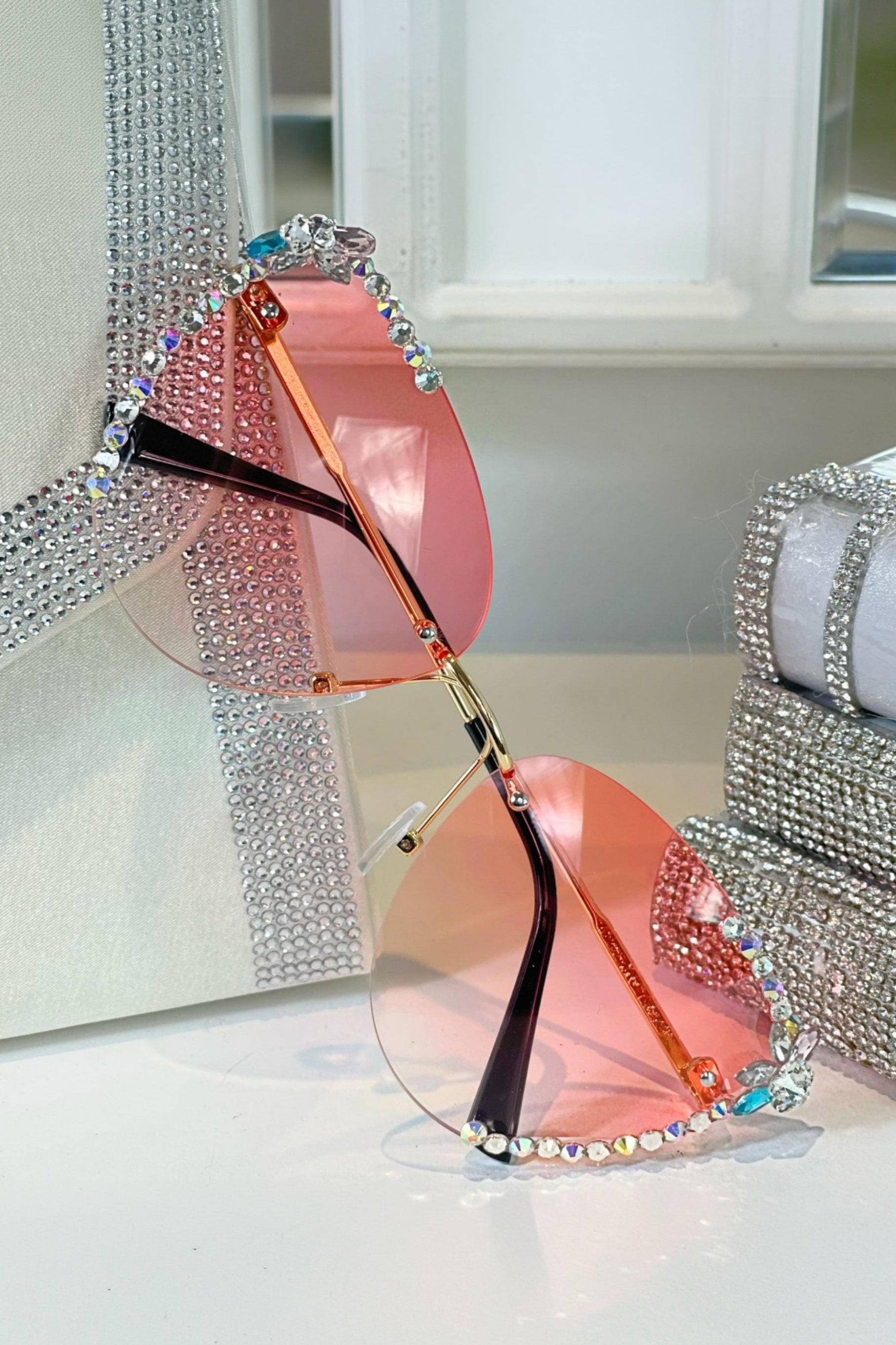 Crystal Celebrity Sunglasses Pink