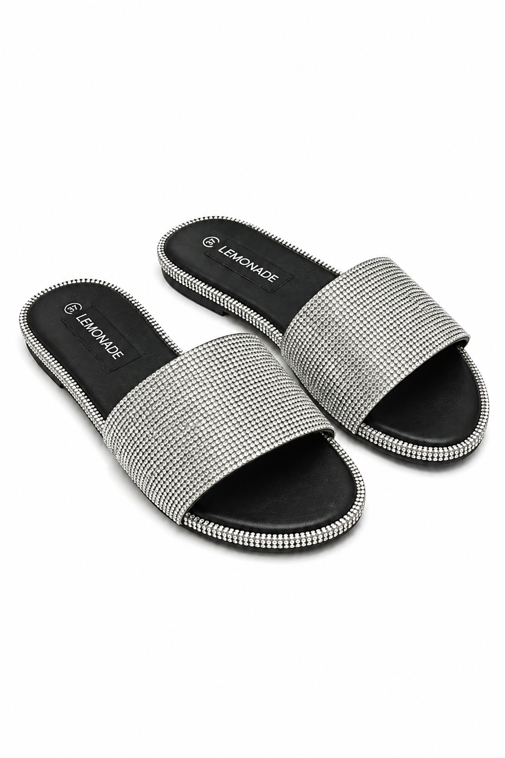 Crystal Cinderella Sliders Black