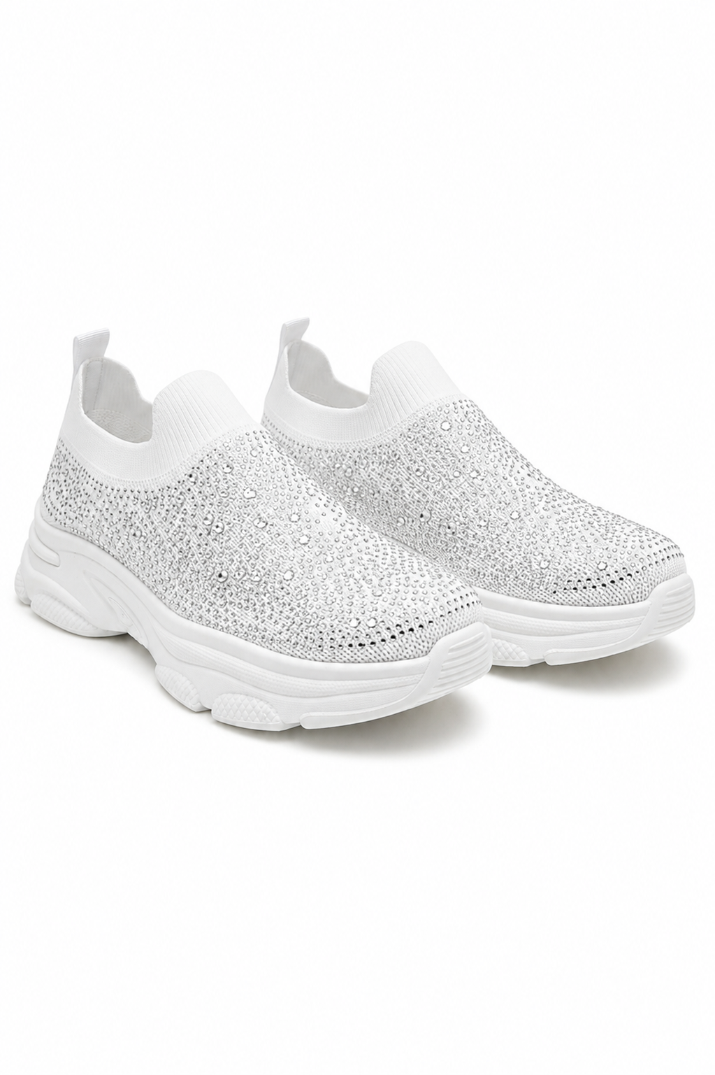 Crystal Comfort Sporty Sock Stretch Trainers White