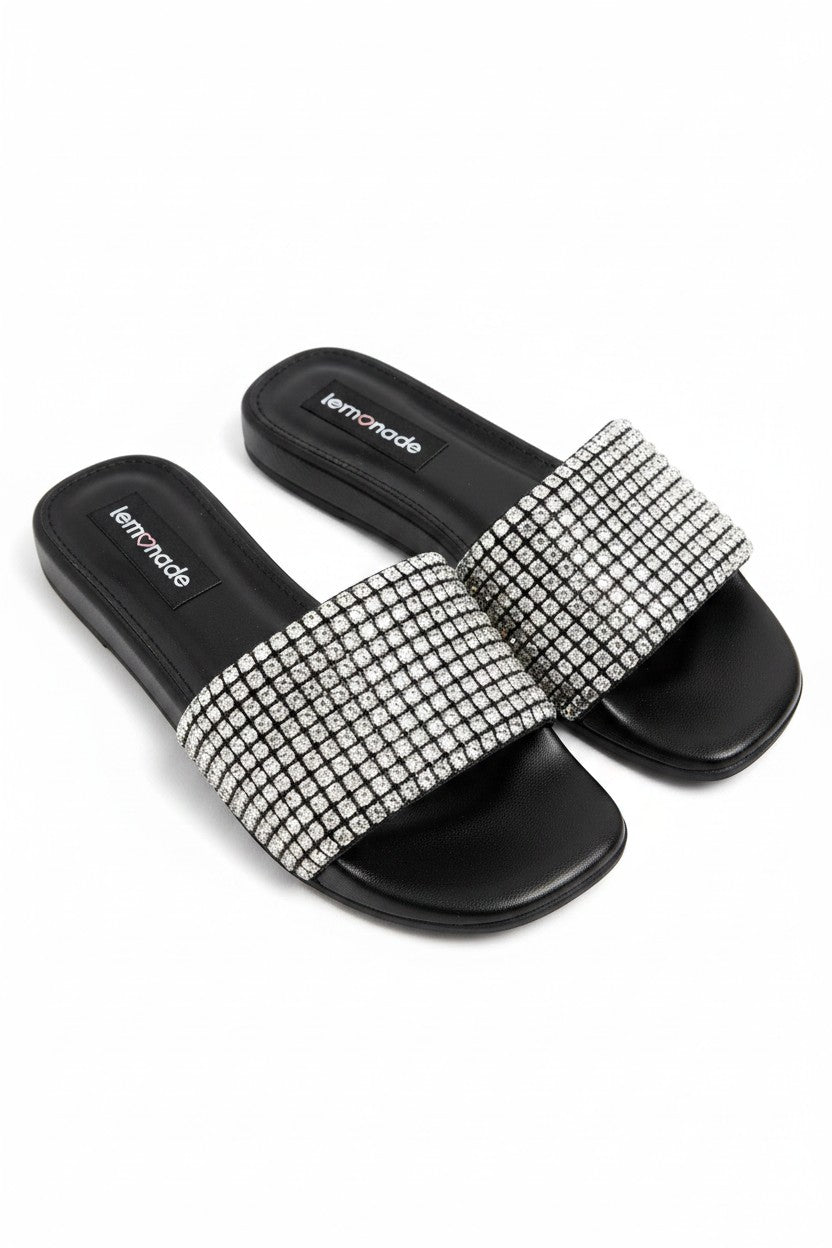 Crystal Couture Sliders Black