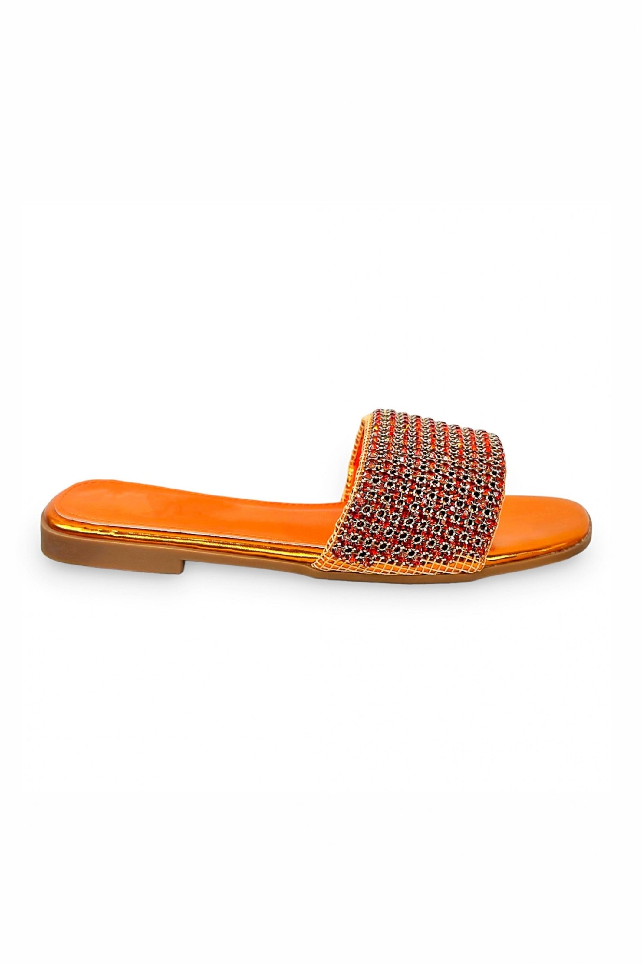 Orange sparkly slider against a white background