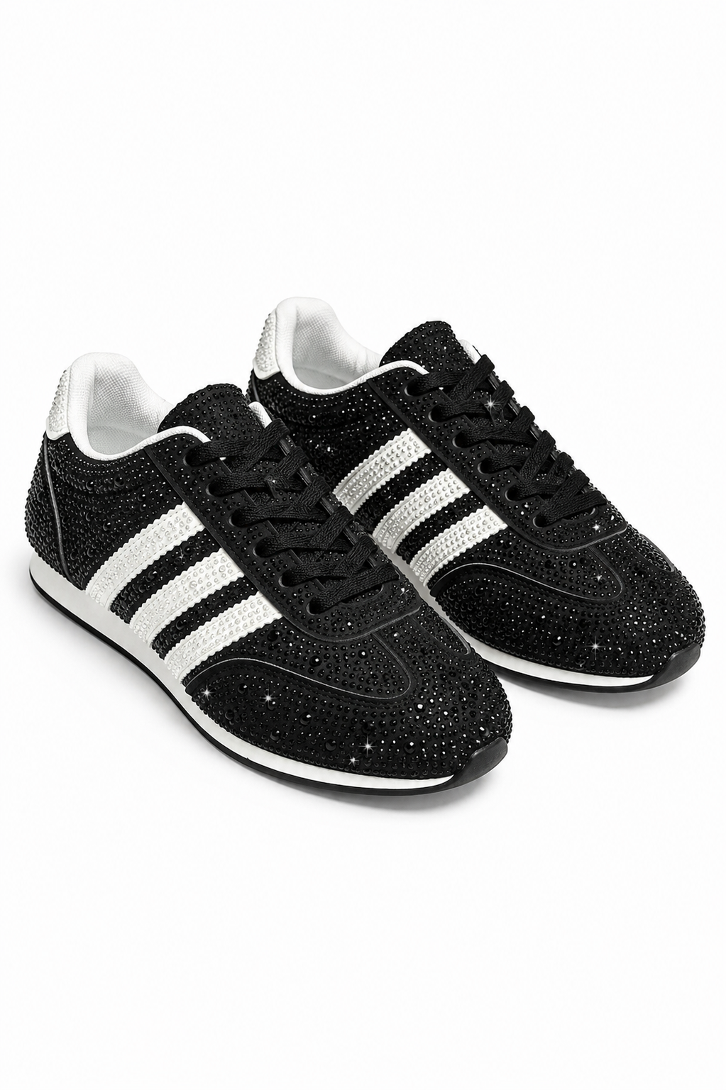 Crystal Dewdrop Lace-Up Trainers Black