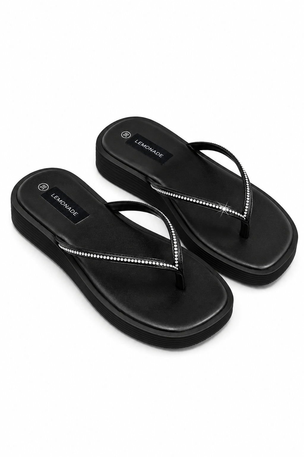Crystal Glide Slip-On Chunky Flip Flops Black