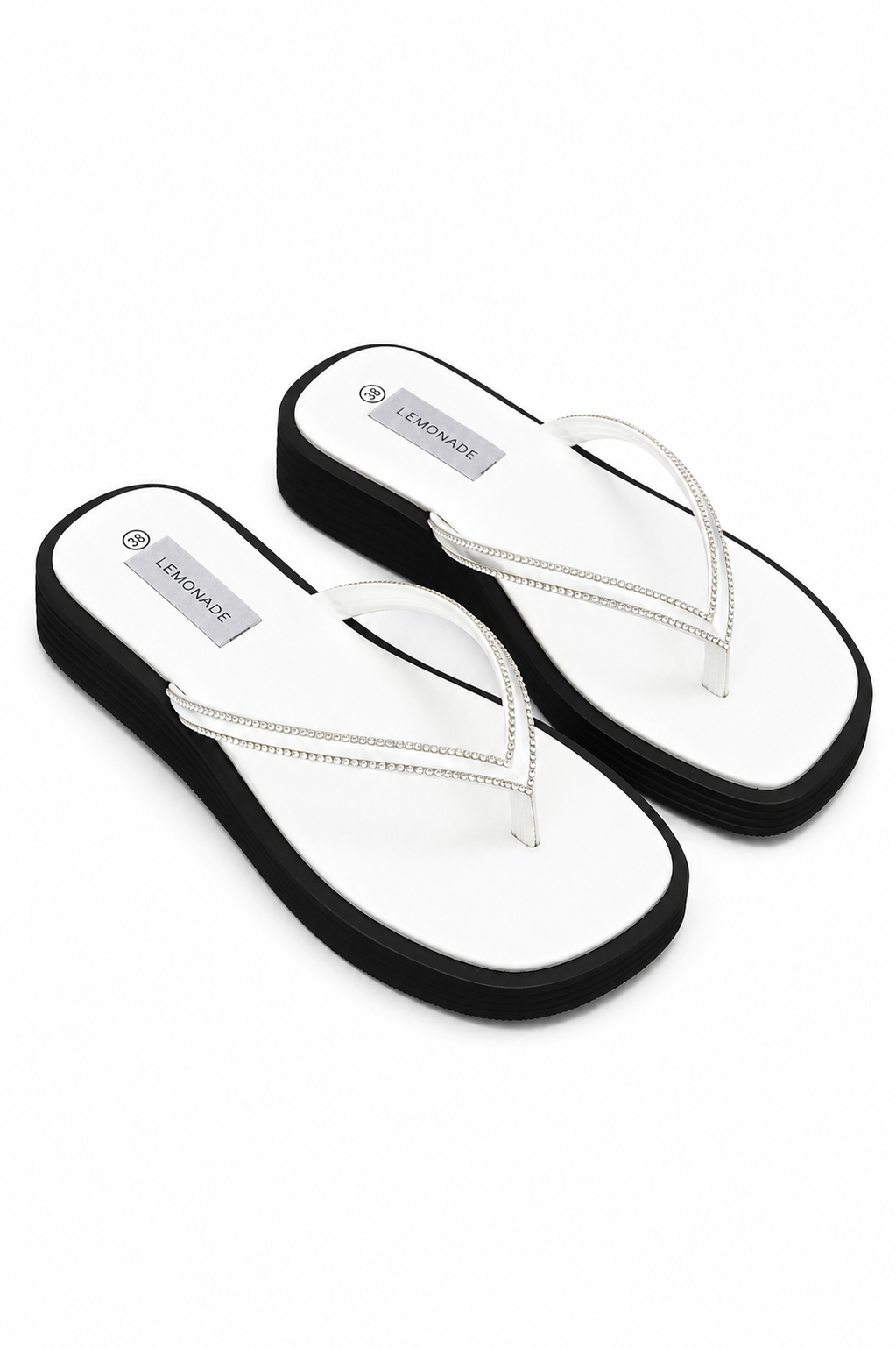 Crystal Glide Slip-On Chunky Flip Flops White