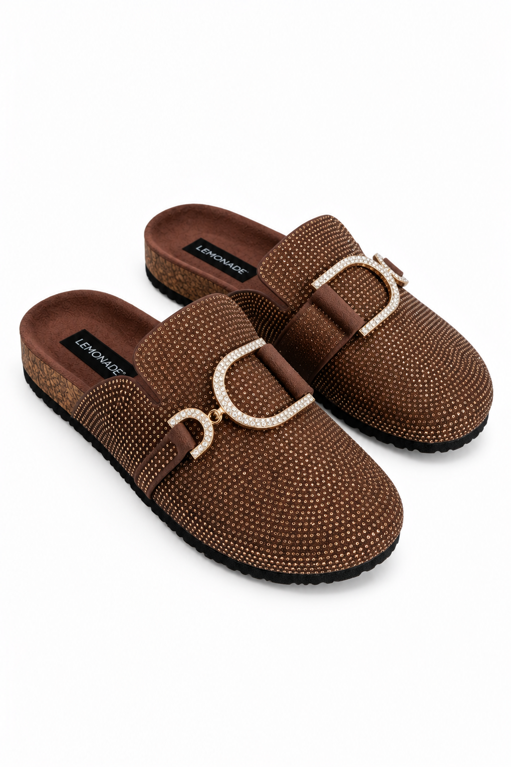 Crystal Imperial Suede Slip On Clog Mules Brown