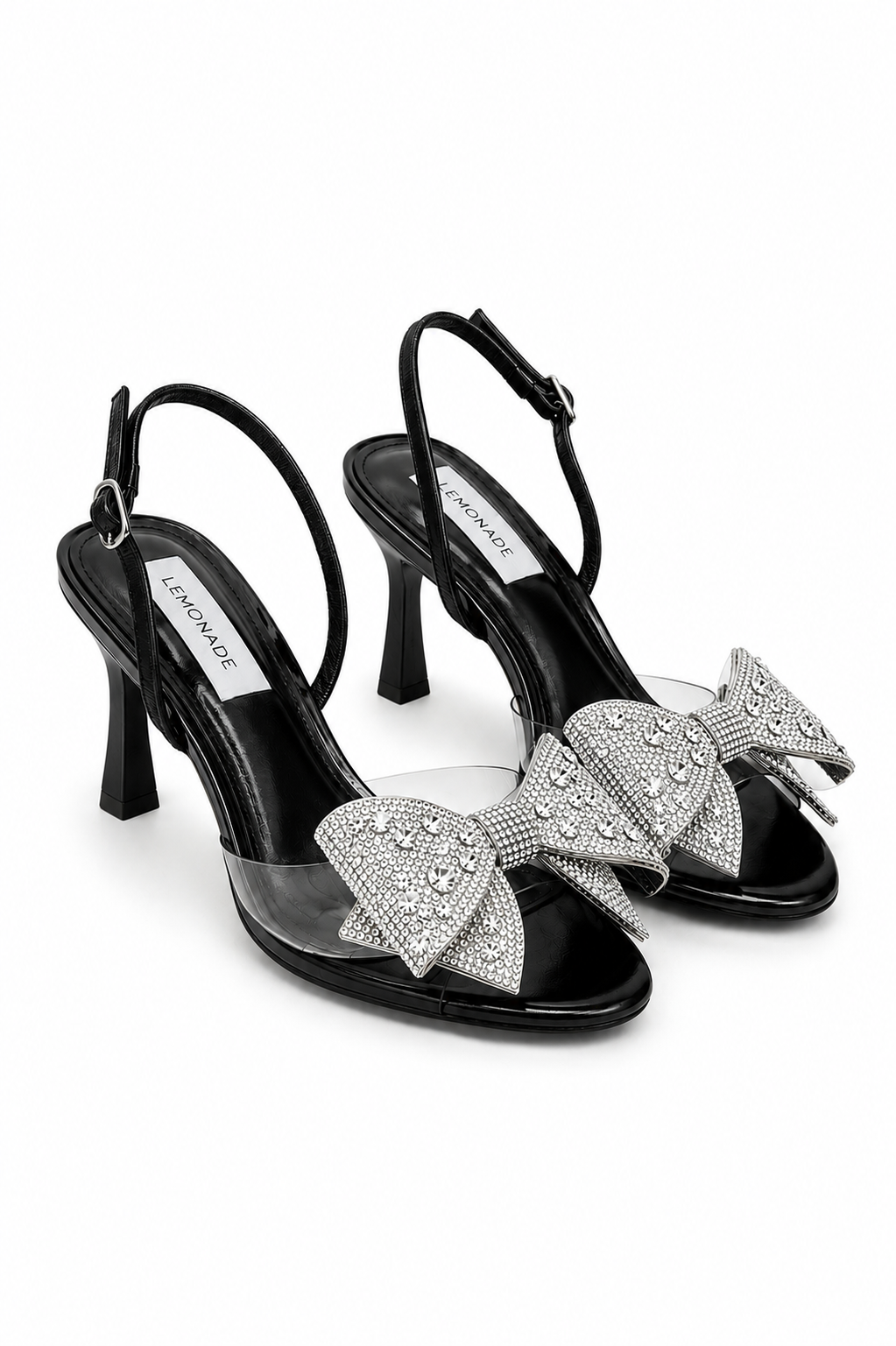 Crystal Jelly Bow Heels Black