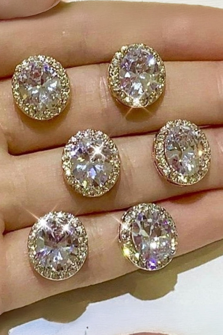 Crystal Oblique Earring Studs