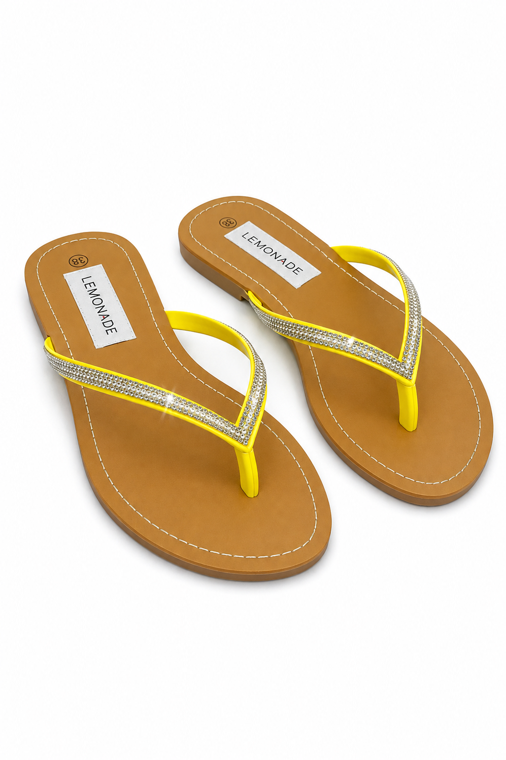 Crystal Sparkle Flip Flops Yellow