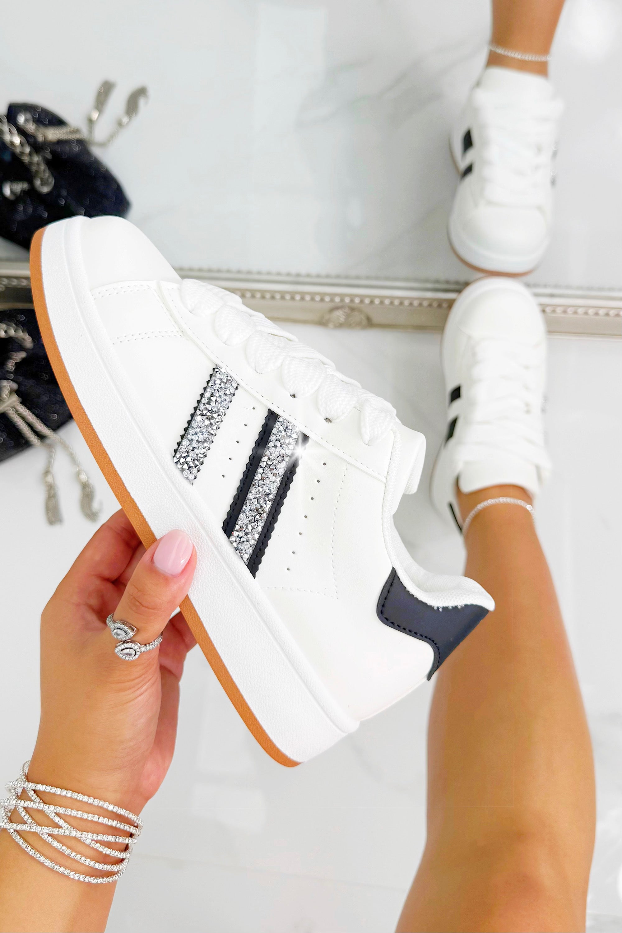 Crystal Stripe Trainers Limited Edition White