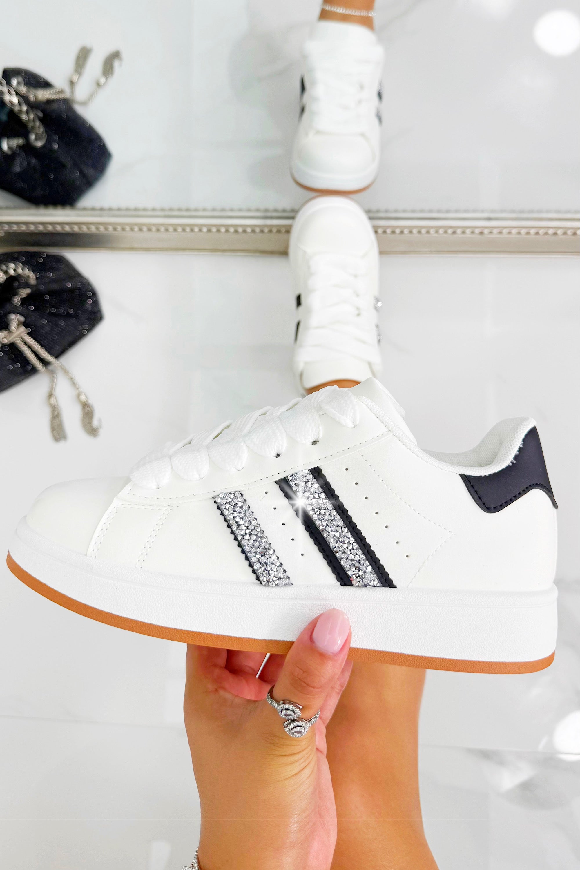Crystal Stripe Trainers Limited Edition White