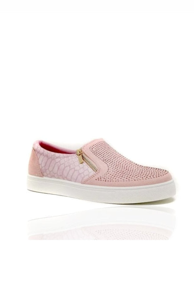 Crystal Suede Zip Pumps Pink Trainers