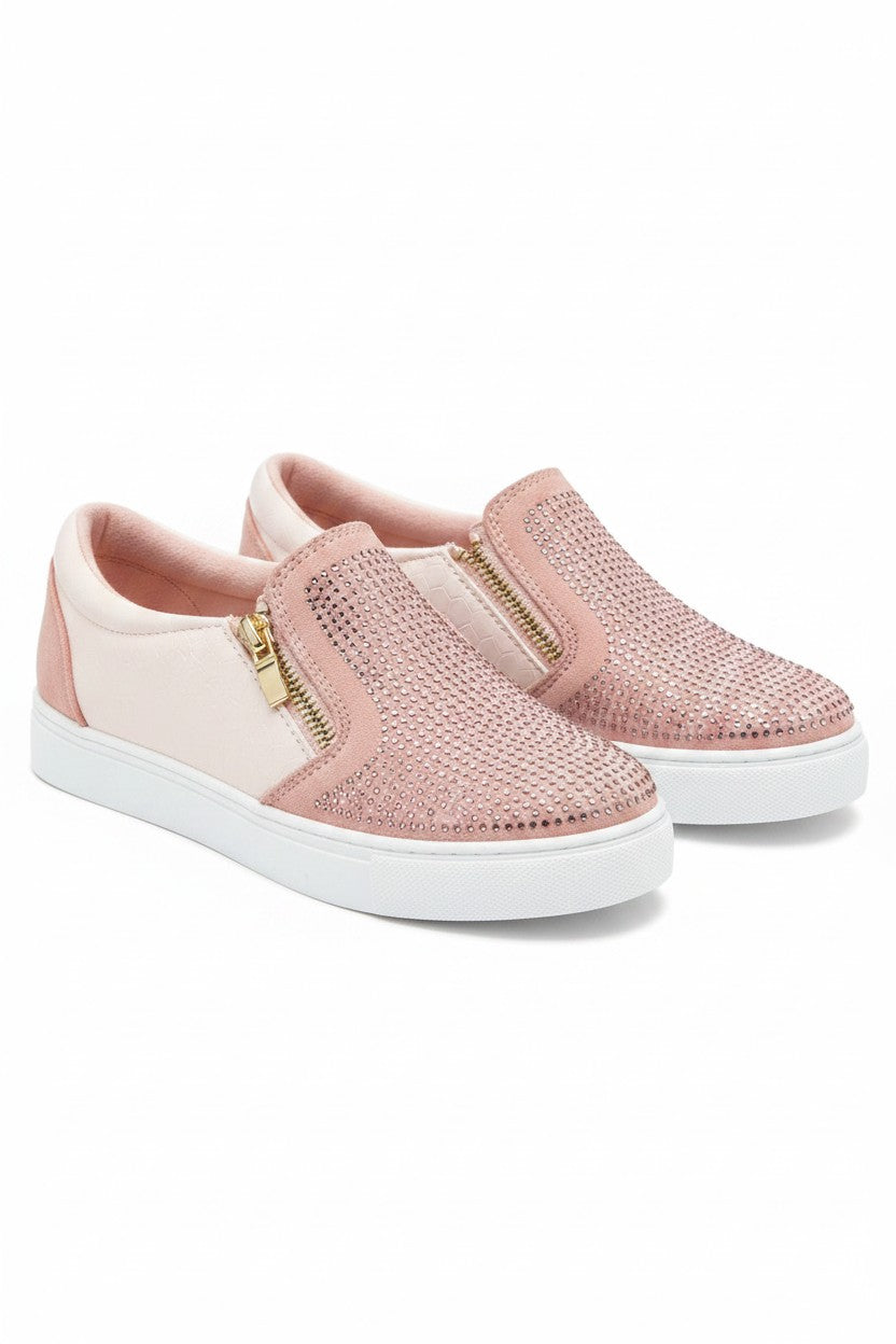 Crystal Suede Zip Pumps Pink Trainers