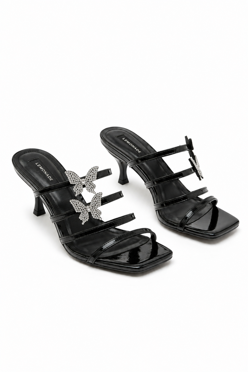 Crystal Trixie Butterfly Heels Black