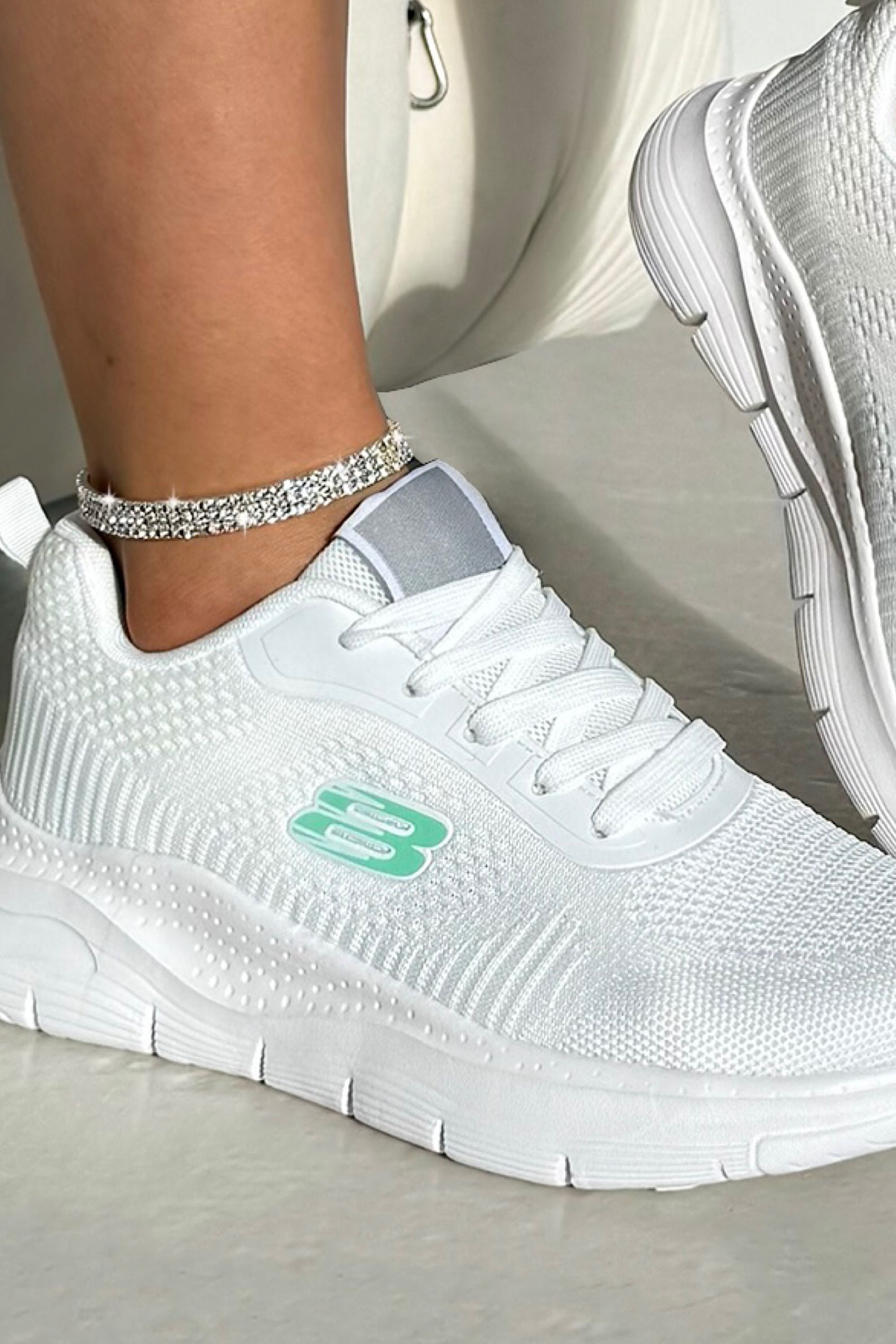 Everyday Flex Lightweight Lace-Up Trainers White, bringing attention to breathable, lightweight upper