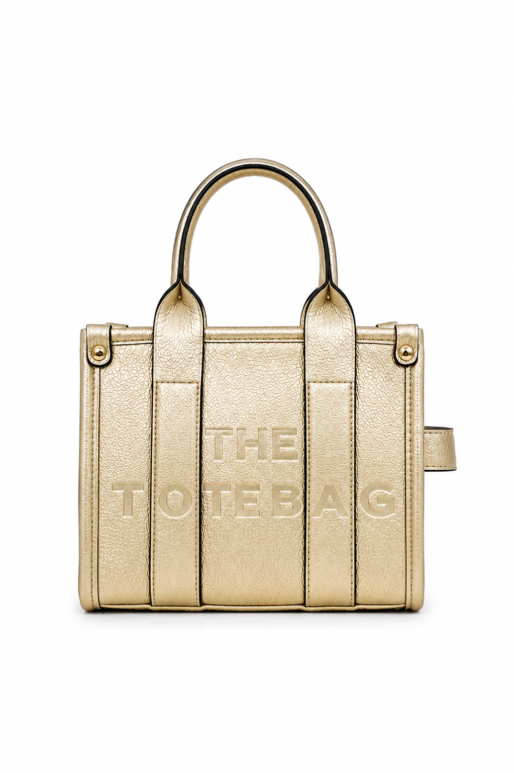 Faux Leather Mini Tote Bag Metallic Gold
