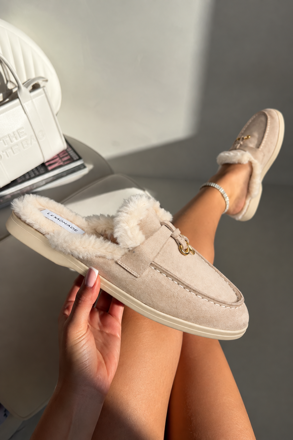 Velvet Crush Slip On Clog Mules Nude