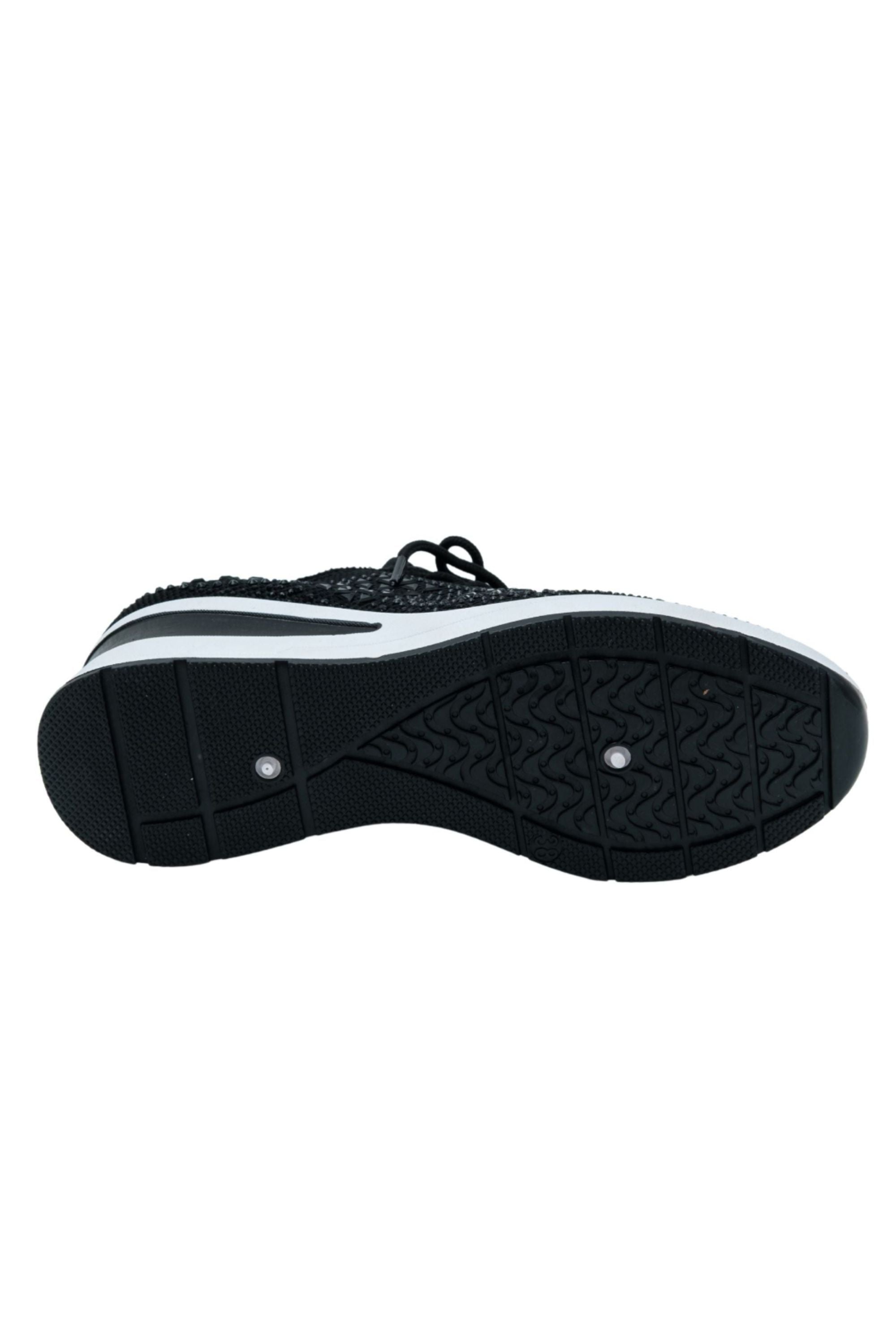 Crystal Stretch Comfort Wedge Trainers Black, featuring crystal Details