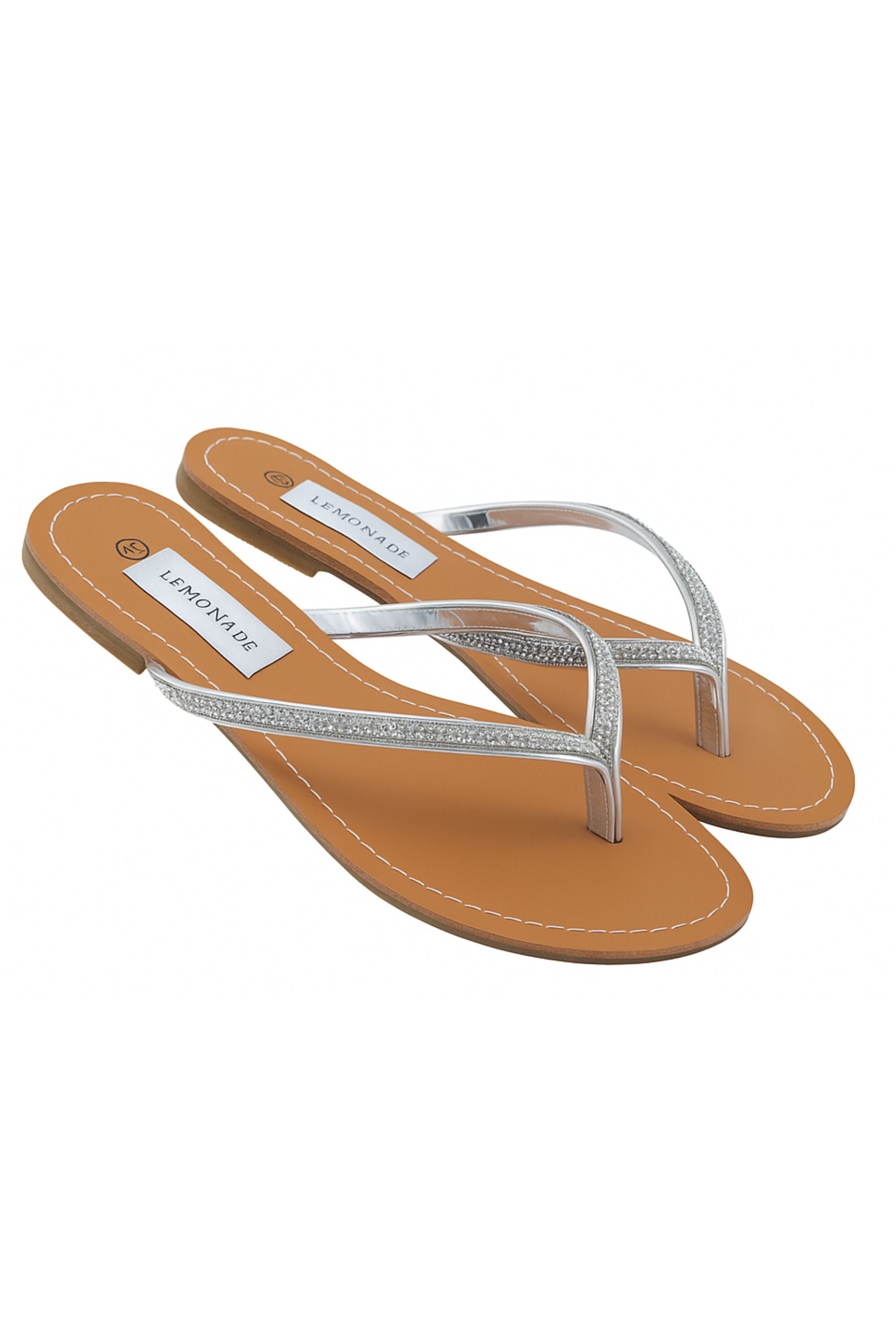 Crystal Sparkle Flip Flops Silver, featuring slip on flip flop style