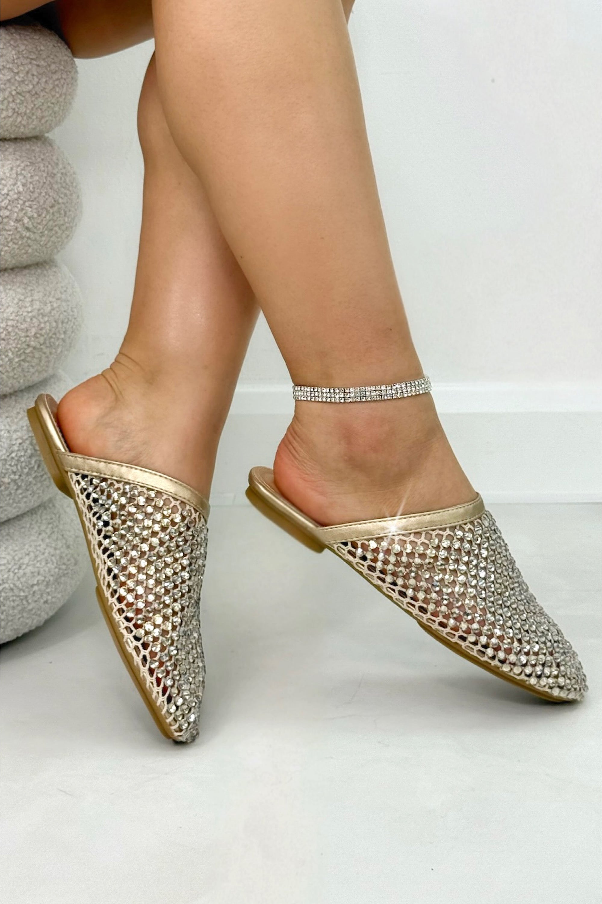 Lemonade Sparkly Prism Glow Mule Sliders Limited Edition Gold