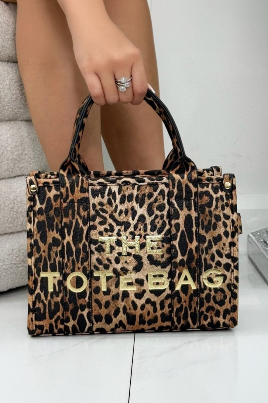 Limited Edition Golden Leopard Medium Tote Bag & Lemonade Zip Up Tote Bag Purse Black Bundle
