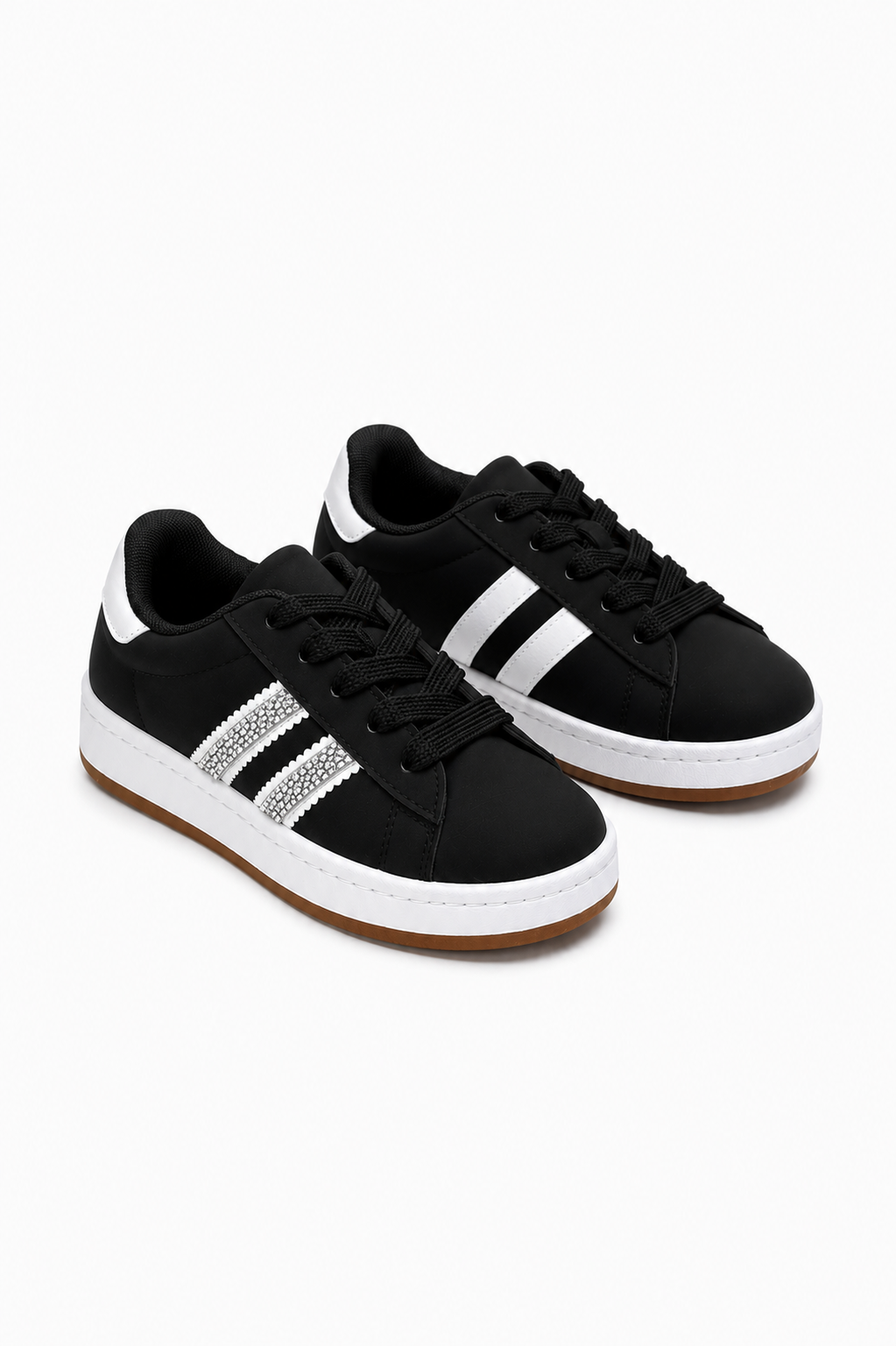 Little Lemmy Crystal Stripe Trainers Limited Edition Black
