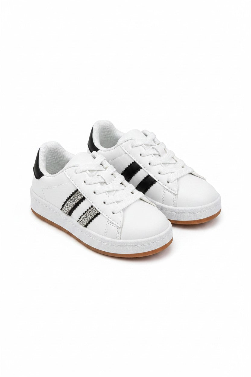 Little Lemmy Crystal Stripe Trainers Limited Edition White