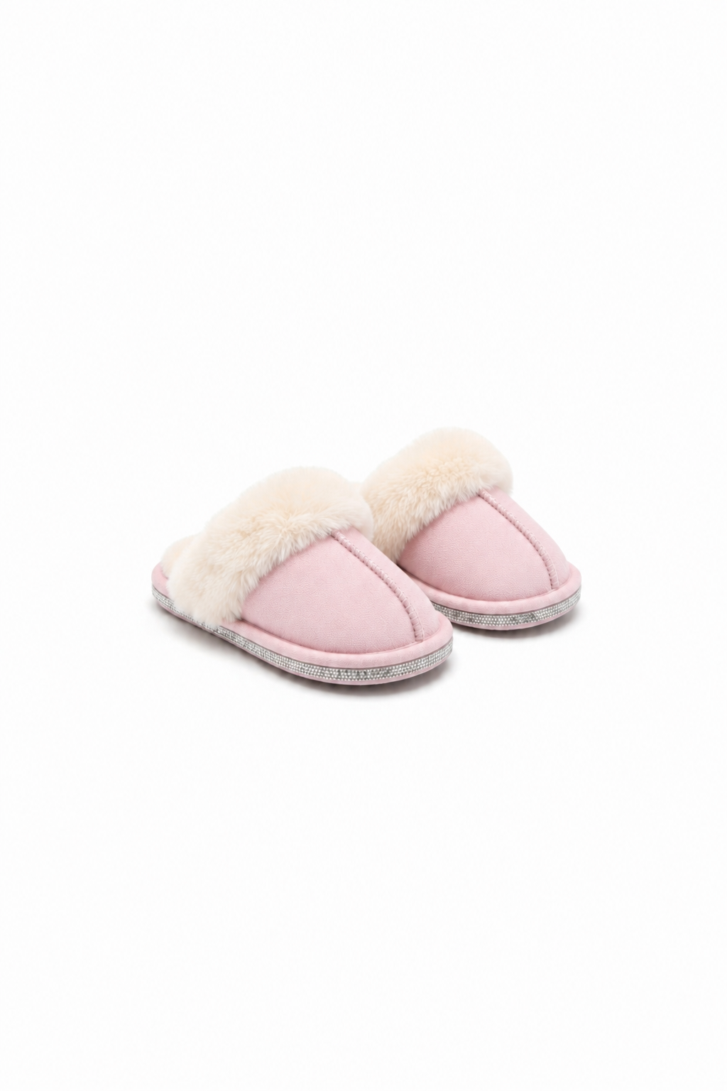 Little Lemmy Crystal Trim Cosy Slippers Pink