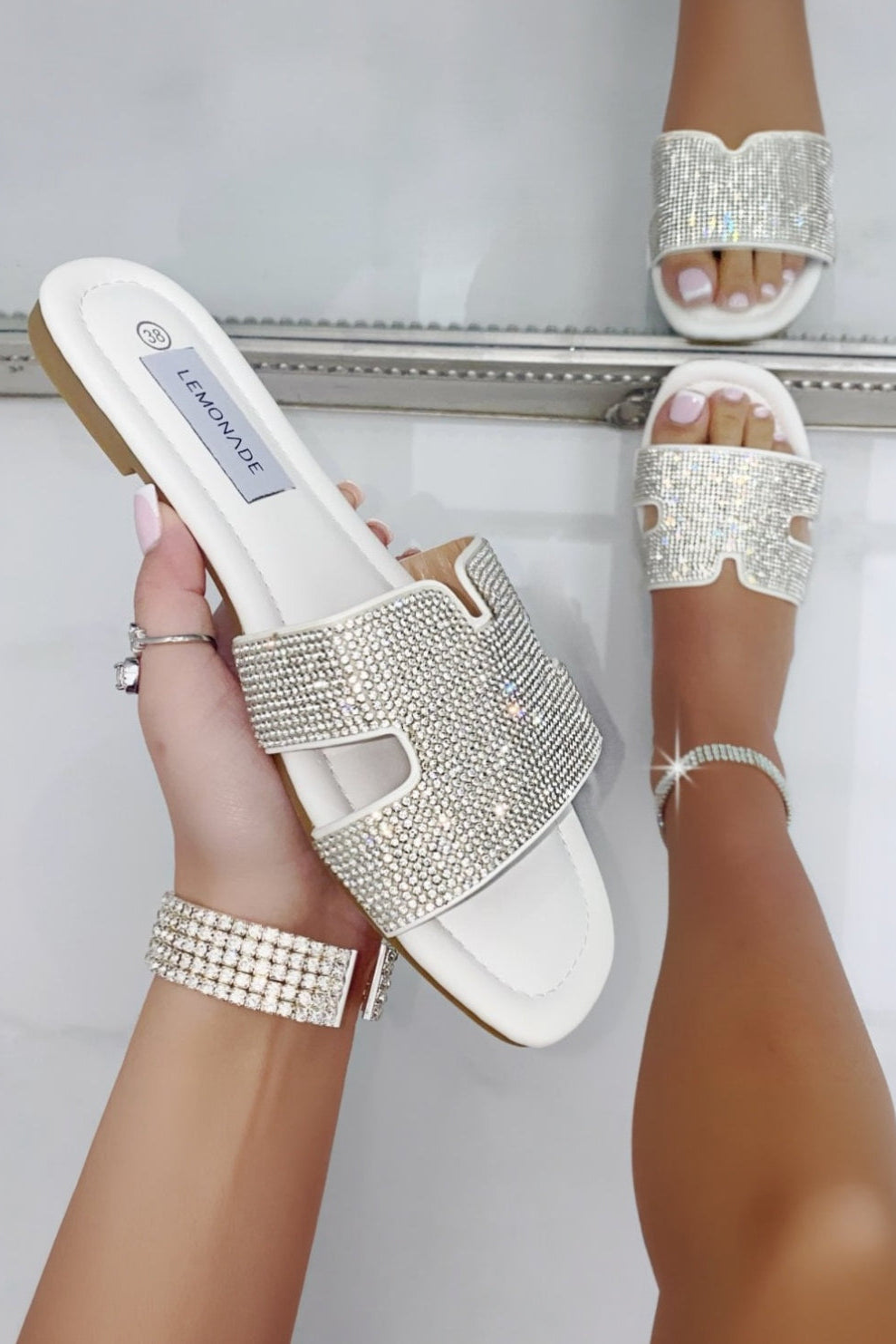 Crystal Lush Halo Sliders White