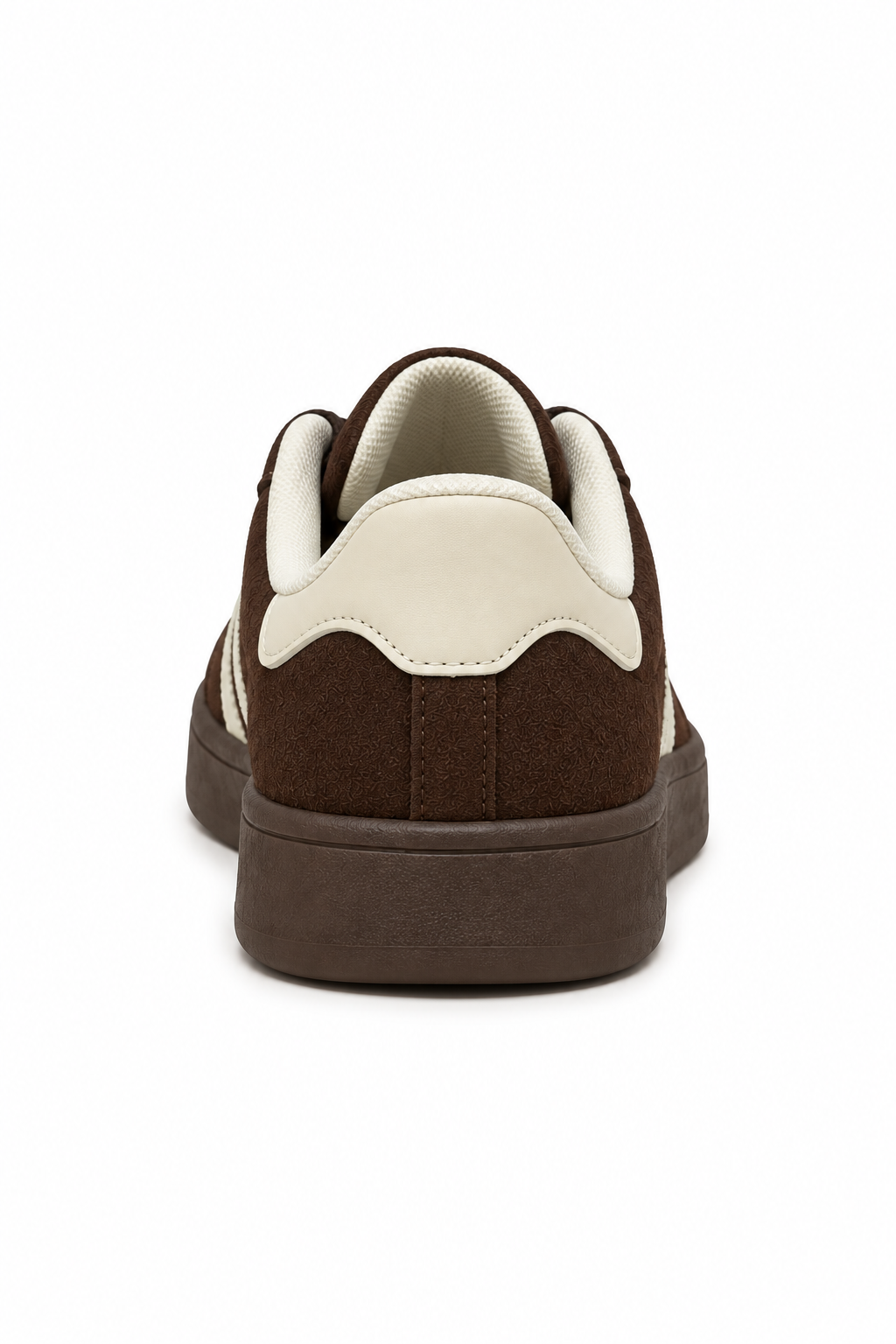 Classic Faux Suede Lace-Up Stripe Trainers Beige Brown