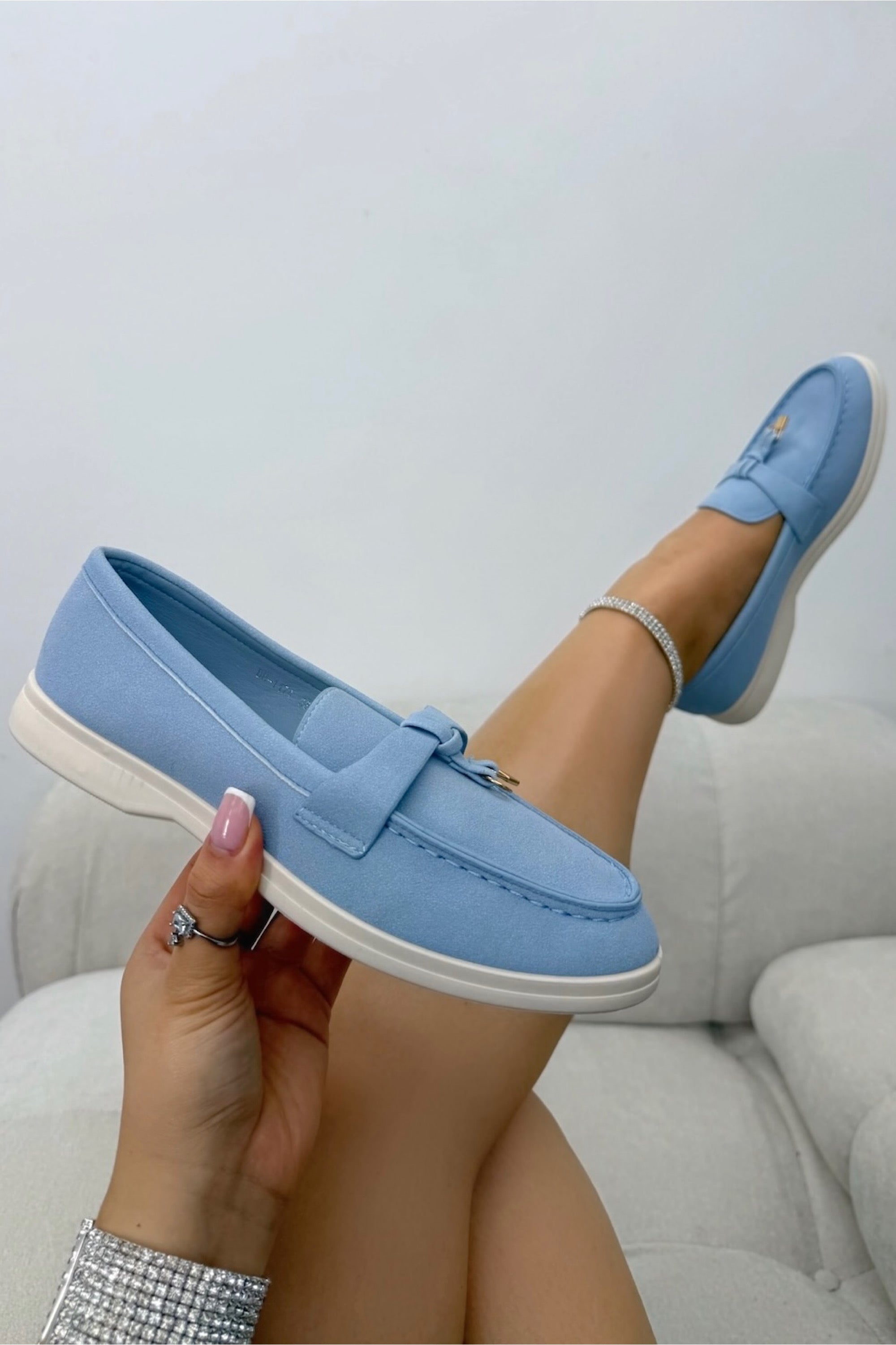 Velvet Crush Refined Ease Slip-On Loafers Blue featuring classic slip-on loafer silhouette